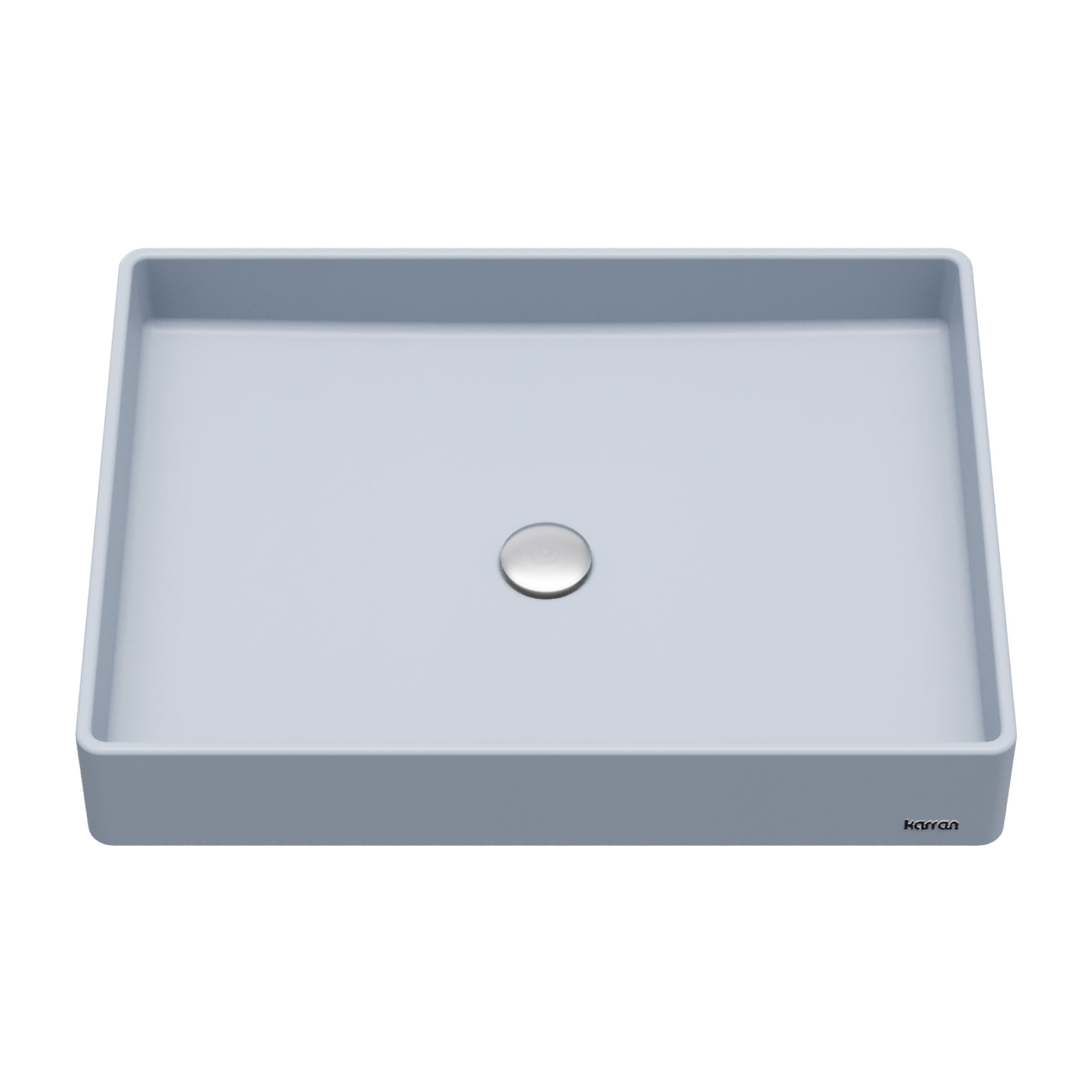 Karran Sternhagen 17.75" x 23.625" Rectangular Vessel Quartz Composite ADA Bathroom Sink, Ice Blue, SQS500IB