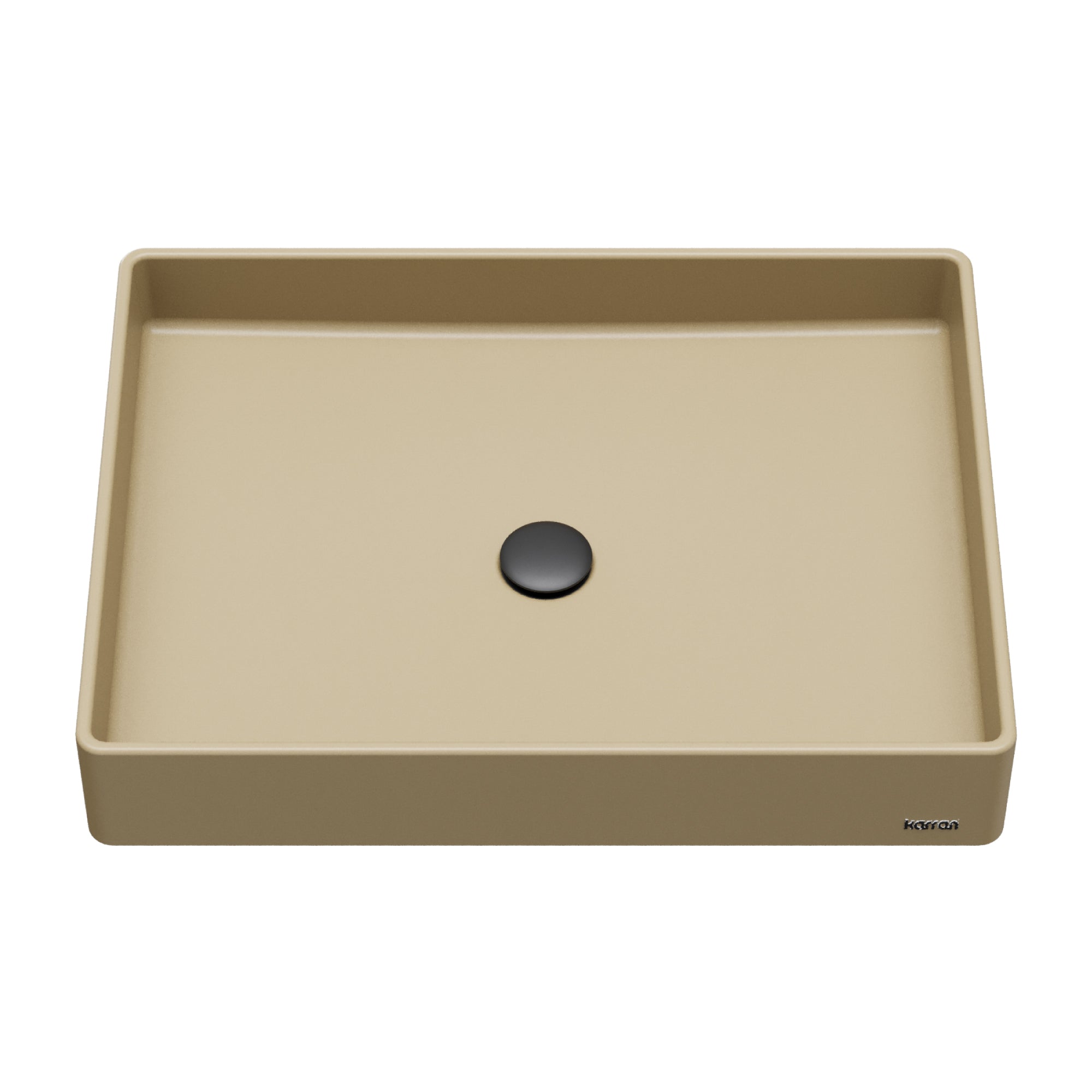 Karran Sternhagen 17.75" x 23.625" Rectangular Vessel Quartz Composite ADA Bathroom Sink, Pale Gold, SQS500PG
