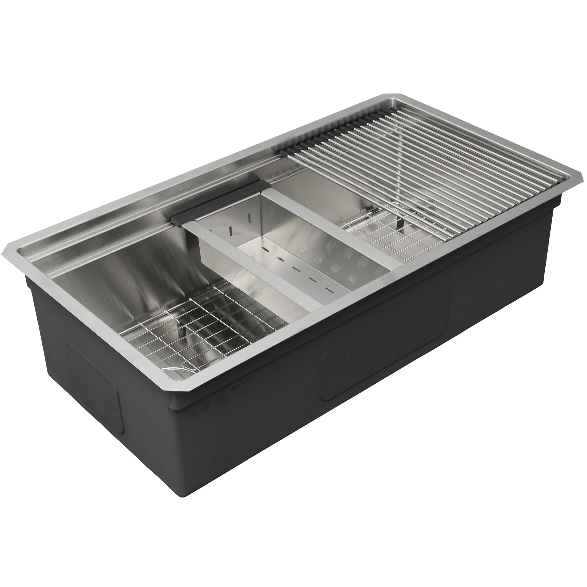 Nantucket Sinks Pro Series 32" Undermount 304 Stainless Steel Kitchen Sink with Accessories, 16 Gauge, SR-PS-3220-OSD