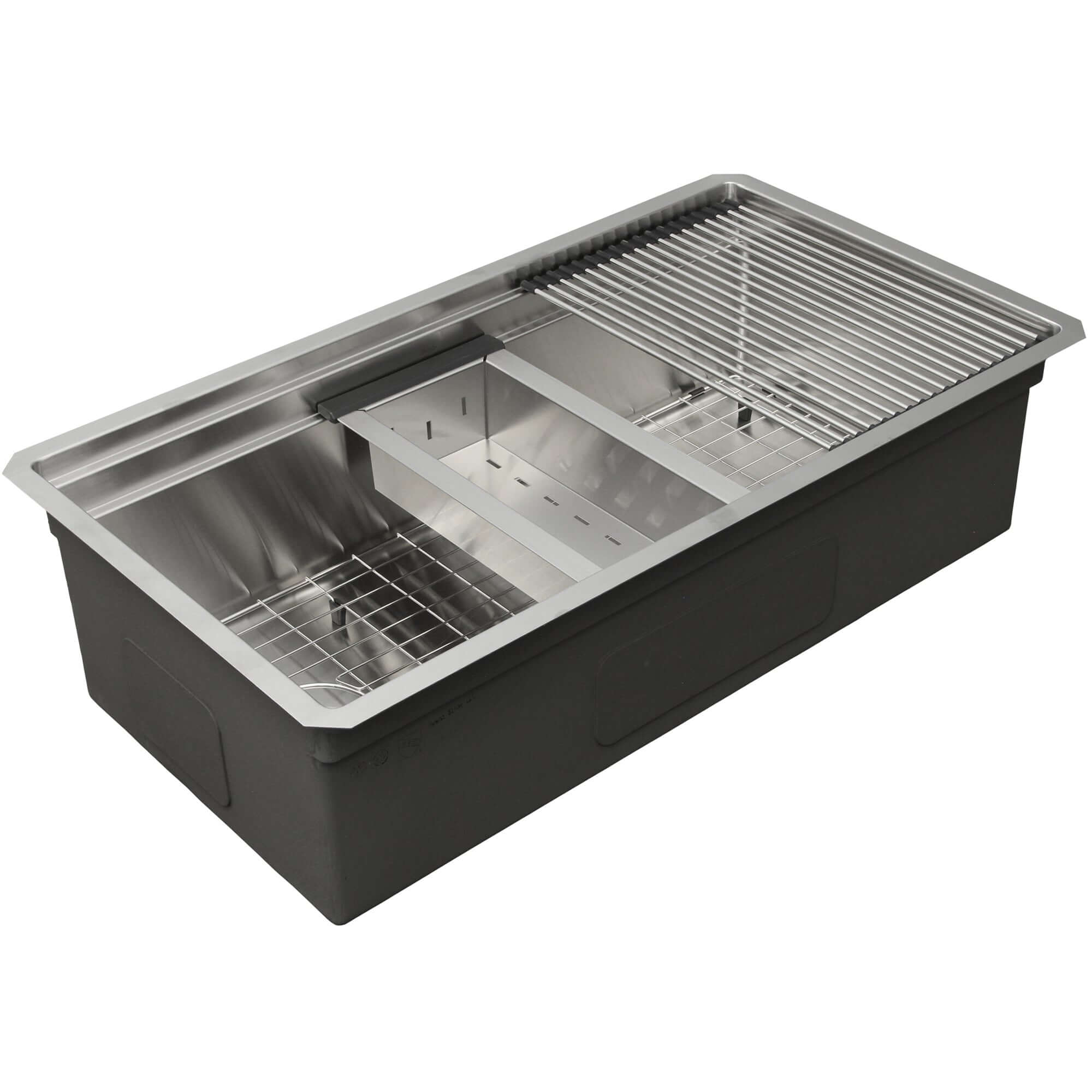 Alternate Image for Nantucket Sinks Pro Series 32" Undermount 304 Stainless Steel Kitchen Sink with Accessories, 16 Gauge, SR-PS-3220-OSD