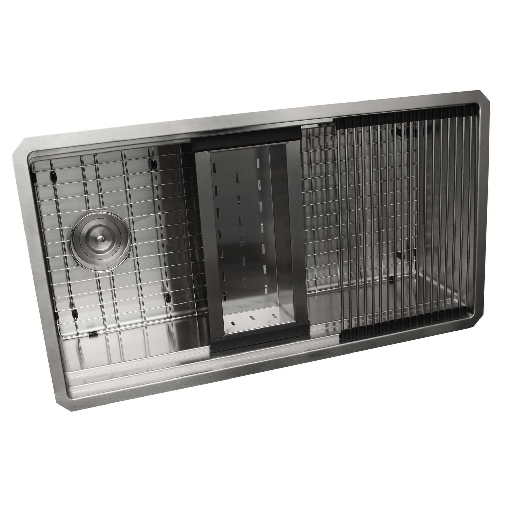 Alternate Image for Nantucket Sinks Pro Series 32" Undermount 304 Stainless Steel Kitchen Sink with Accessories, 16 Gauge, SR-PS-3220-OSD