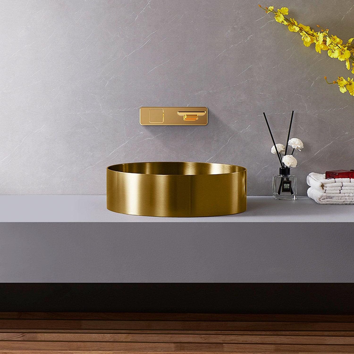 MaestroBath 16" Regina Modern Round Vessel ADA Bathroom Sink, Brushed Rose Gold, Stainless Steel, STN-RGN-BRG
