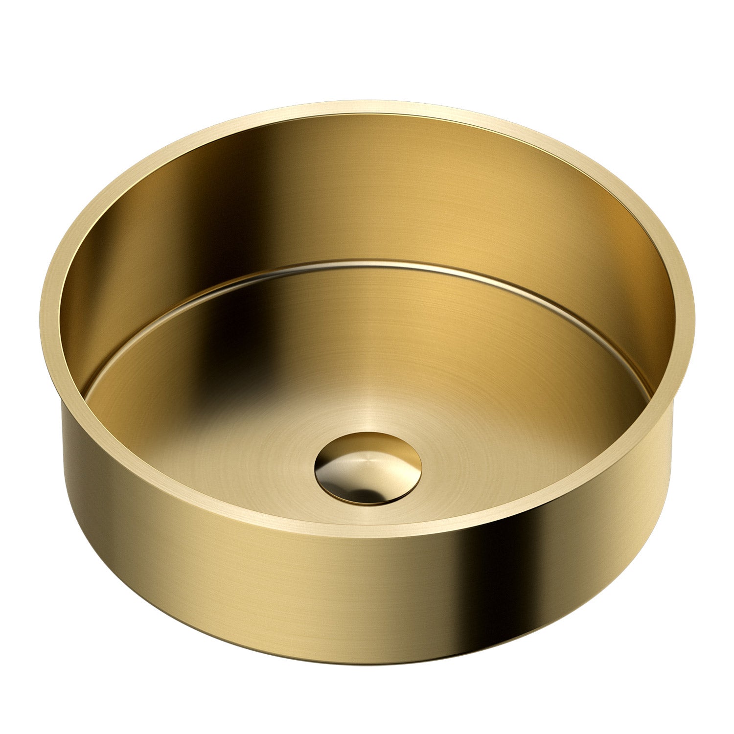Alternate Image for MaestroBath 15" Aurora Modern Round Under-Mount ADA Bathroom Sink, Brushed Gold, Stainless Steel, STN-AUR-BRG