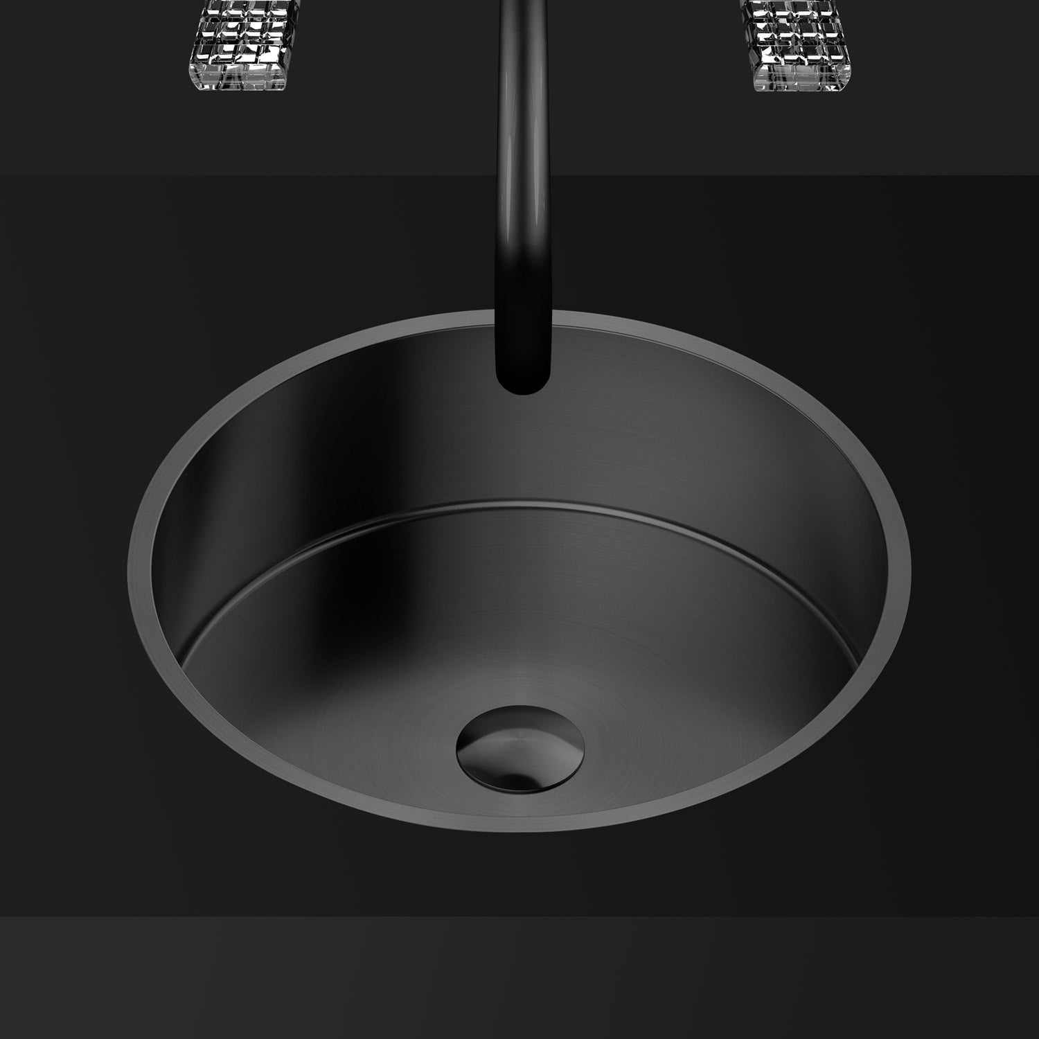 MaestroBath 15" Aurora Modern Round Under-Mount ADA Bathroom Sink, Gun Metal, Stainless Steel, STN-AUR-GUM