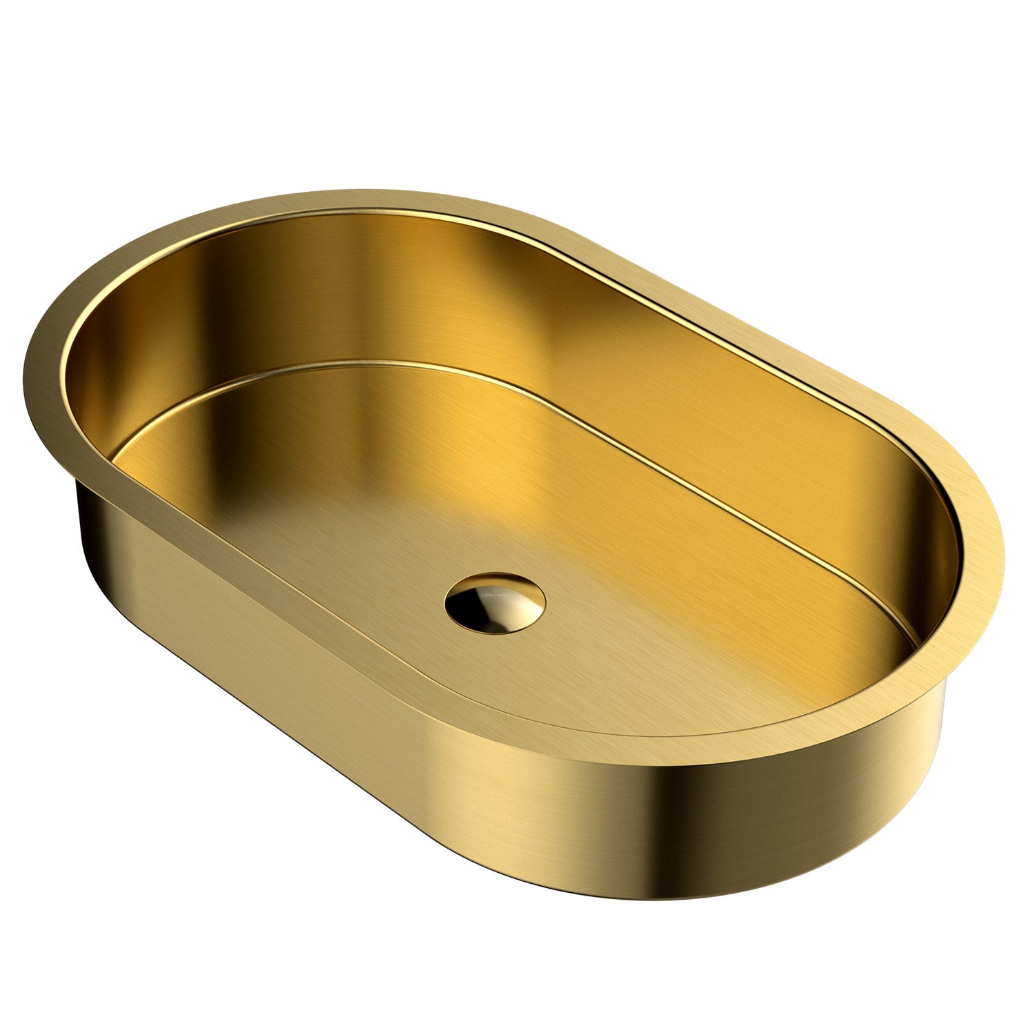 MaestroBath 15" Raggio Modern Oval Under-Mount ADA Rectangle Bathroom Sink, Brushed Gold, Stainless Steel, STN-RAG-BRG