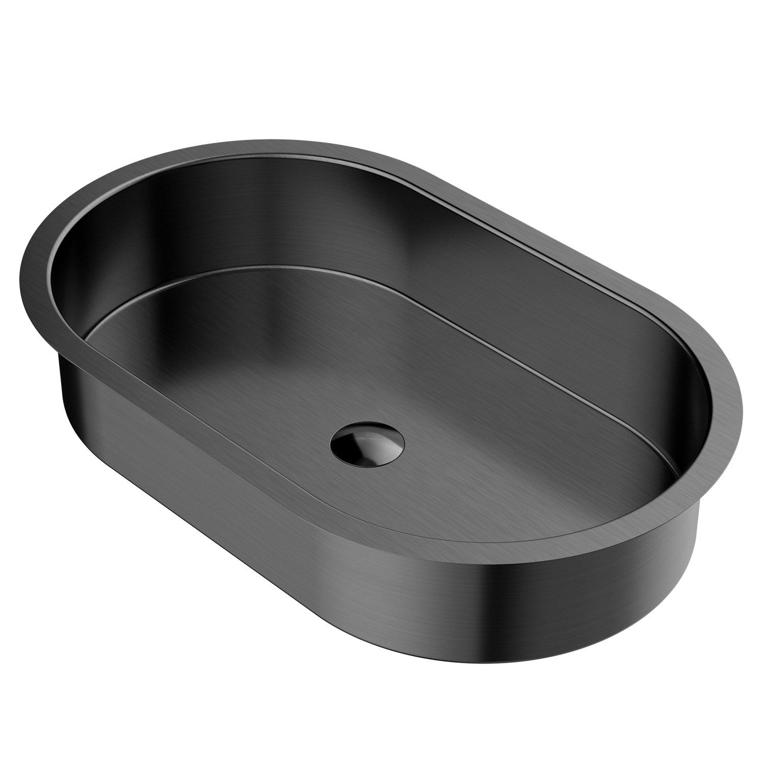 MaestroBath 15" Raggio Modern Oval Under-Mount ADA Rectangle Bathroom Sink, Gun Metal, Stainless Steel, STN-RAG-GUM
