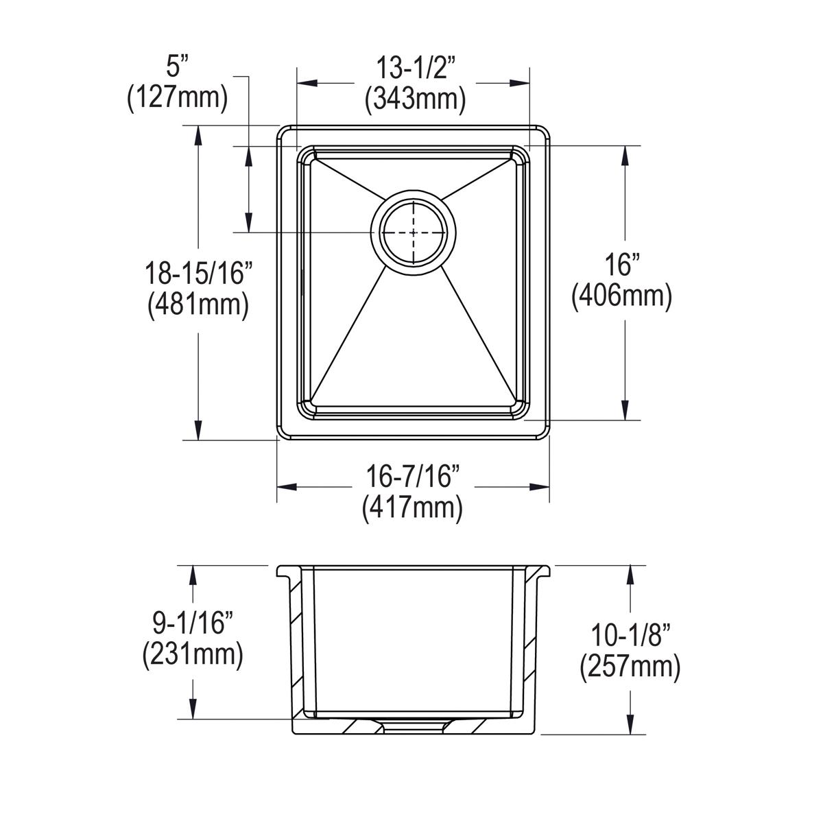 Alternate Image for Elkay 16" Fireclay Bar Sink, Biscuit, SWU1517BI