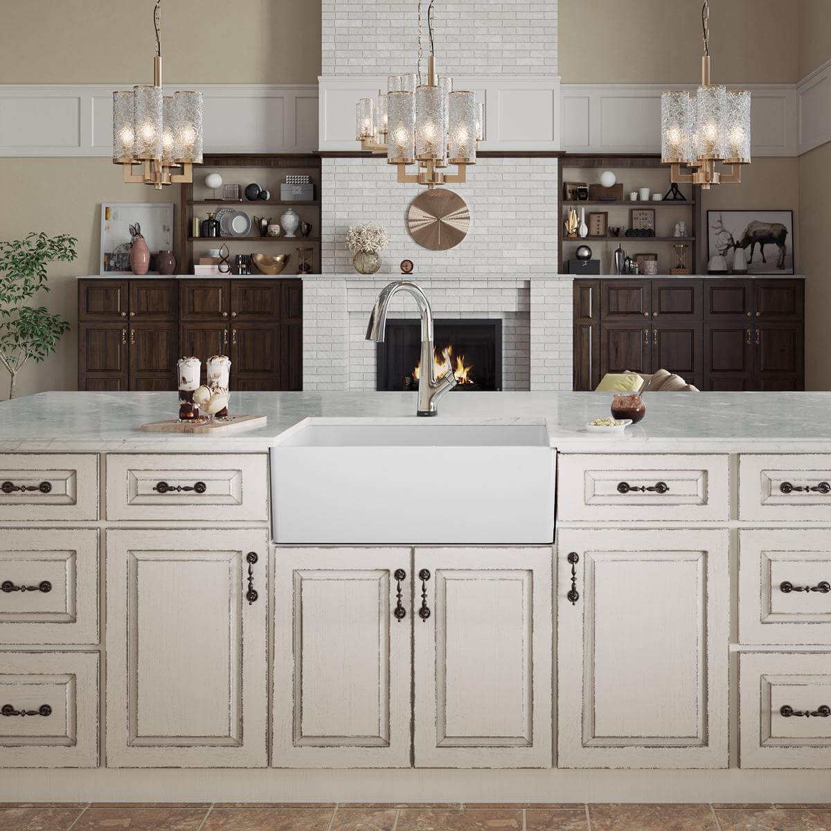 Alternate Image for Elkay 30" Fireclay Farmhouse Sink Kit with Faucet, Single Bowl White, SWUF28179WHFLC