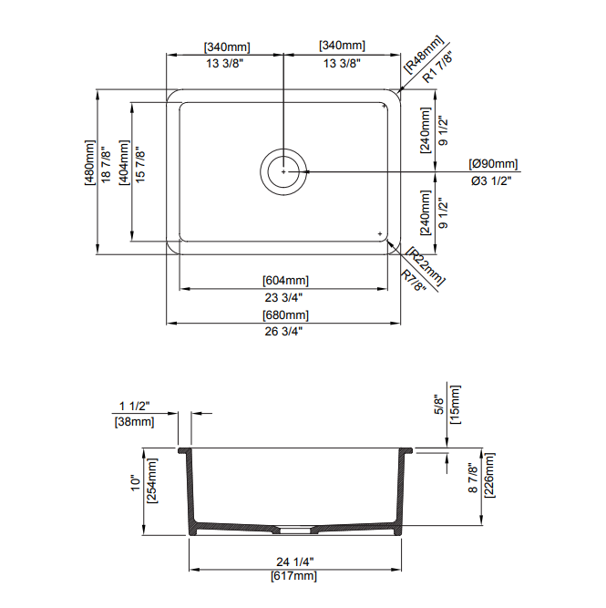 Alternate Image for BOCCHI Sotto 27" White Fireclay Dual Mount Single Bowl Kitchen Sink Kit with Stainless Steel Faucet and Accessories, 1360-001-2024SS