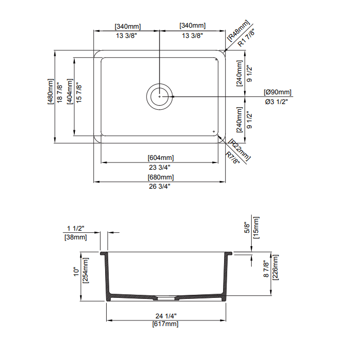 Alternate Image for BOCCHI Sotto 27" White Fireclay Dual Mount Single Bowl Kitchen Sink Kit with Stainless Steel Faucet and Accessories, 1360-001-2024SS