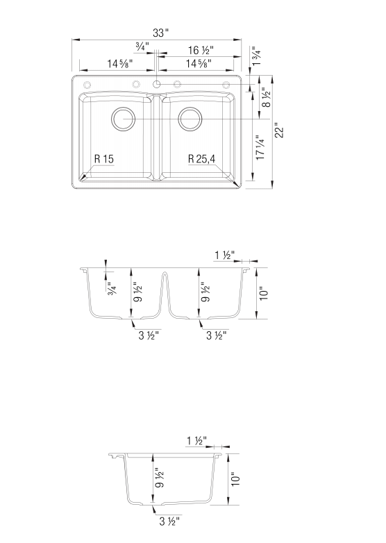 Alternate Image for Blanco Diamond 33" Dual Mount Granite Composite Kitchen Sink, Silgranit, 50/50 Double Bowl, Cafe, 440218