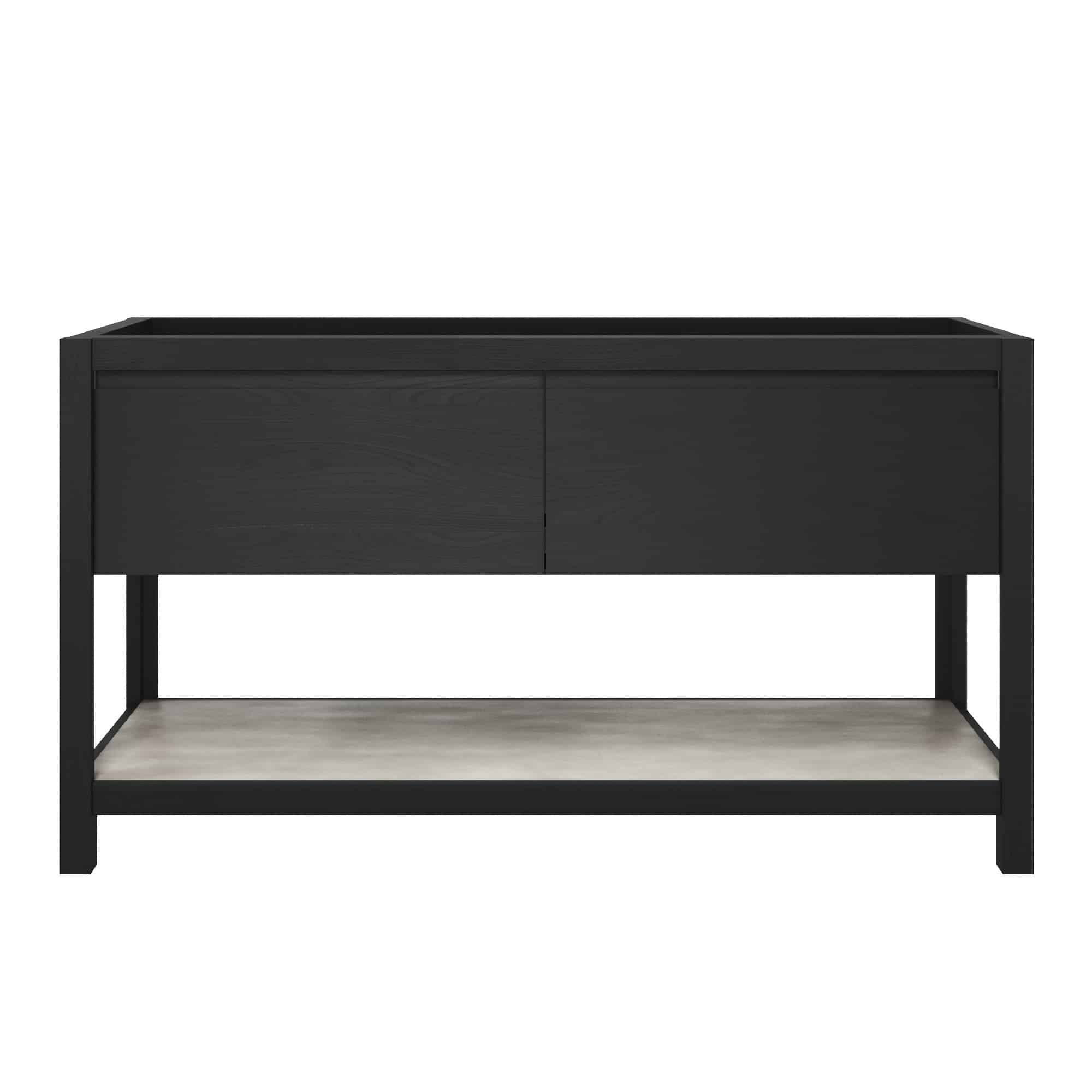 Native Trails 60" Solace Freestanding Reclaimed Wood Vanity Base in Midnight Oak with Ash Shelf, VNO608-A Product Image