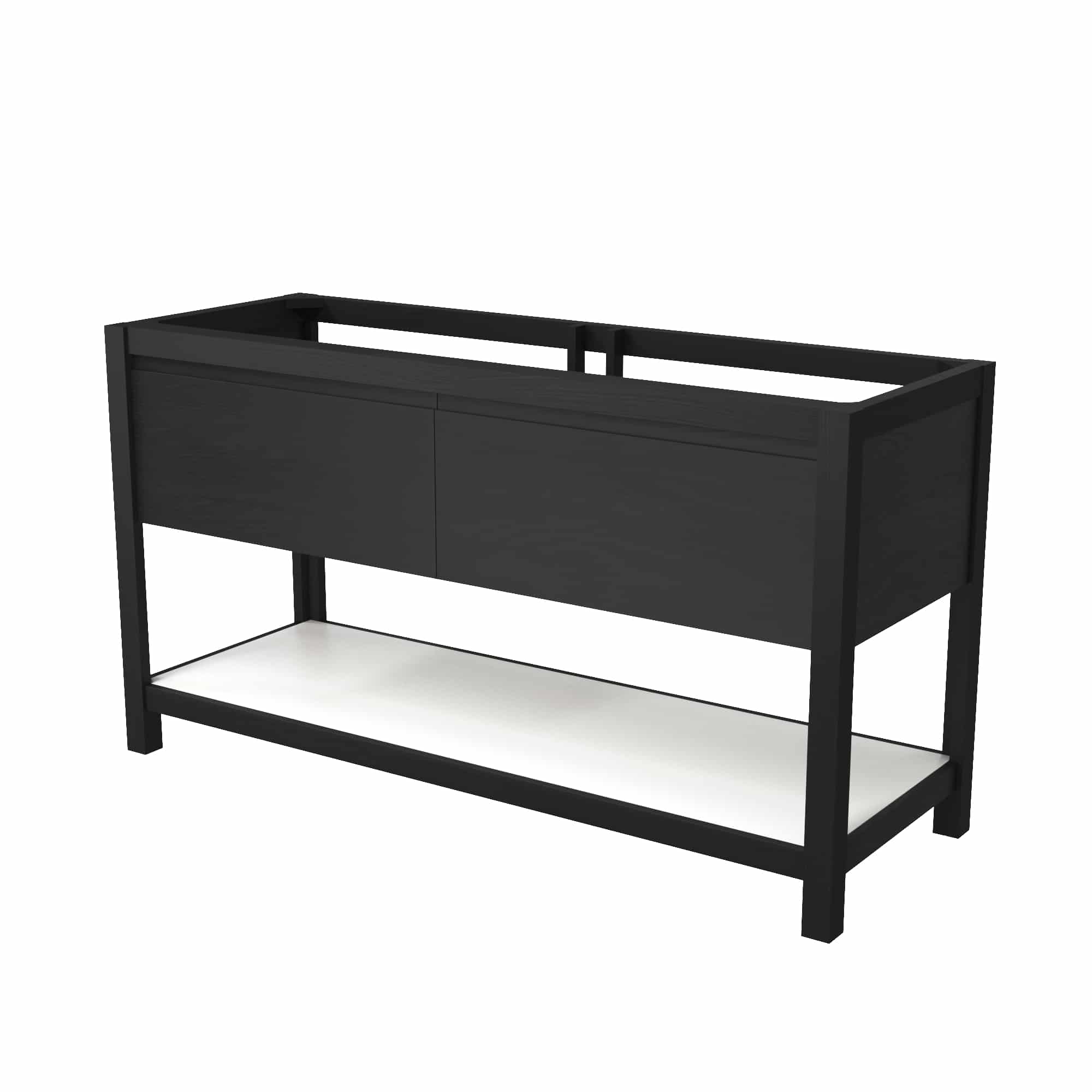 Native Trails 60" Solace Freestanding Reclaimed Wood Vanity Base in Midnight Oak with Pearl Shelf, VNO608-P