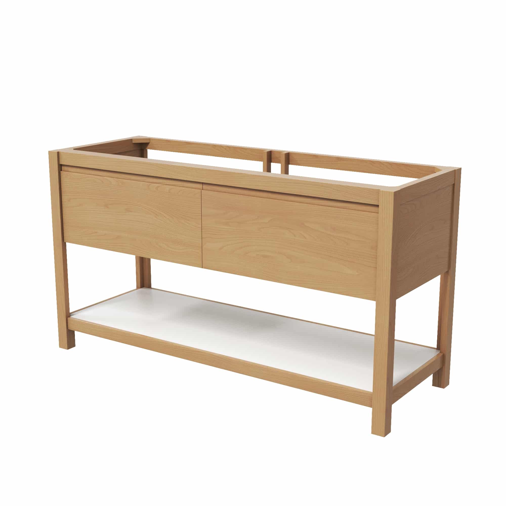 Native Trails 60" Solace Freestanding Reclaimed Wood Vanity Base in Sunrise Oak with Pearl Shelf, VNO601-P