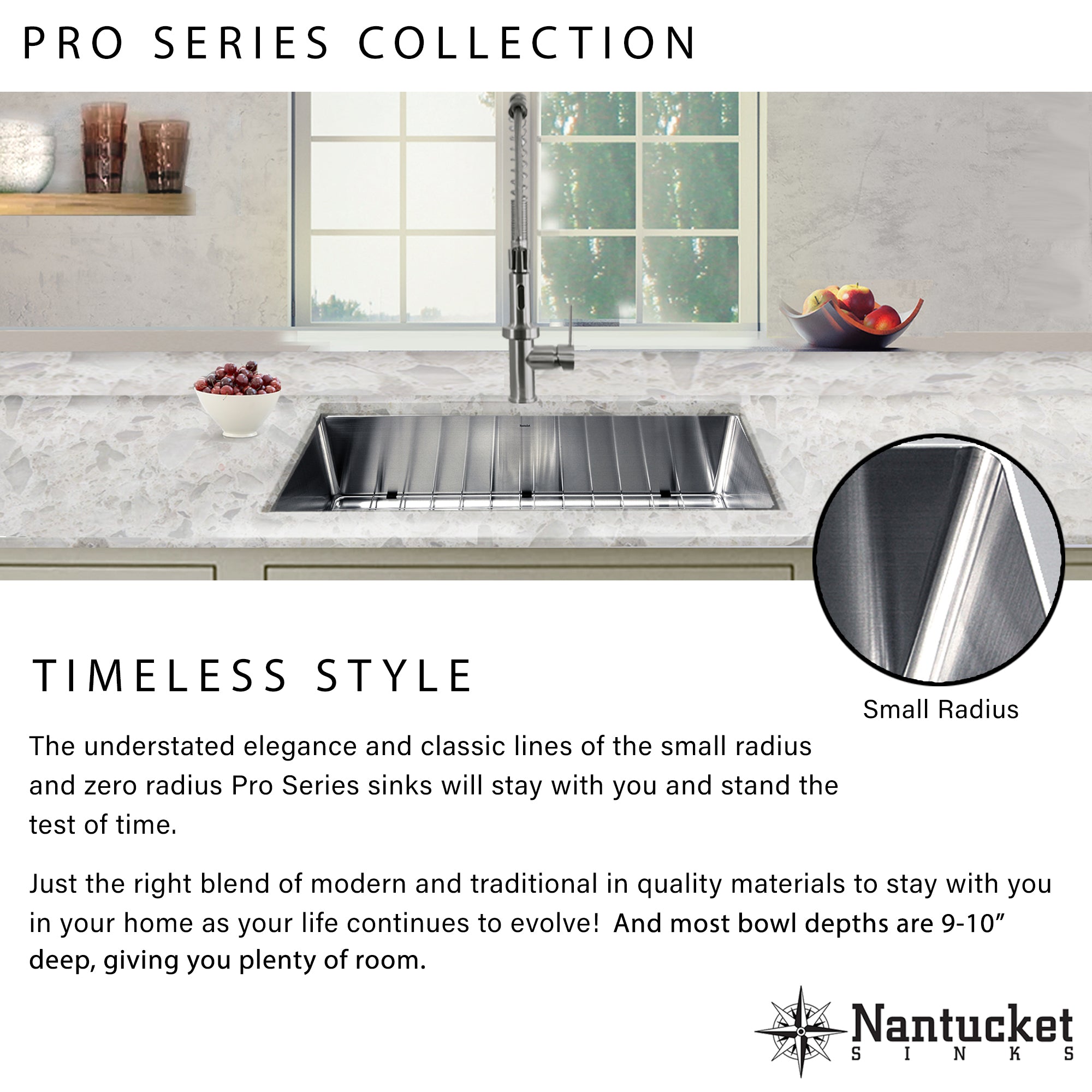 Nantucket sinks 30 304 stainless steel kitchen sink marketing image
