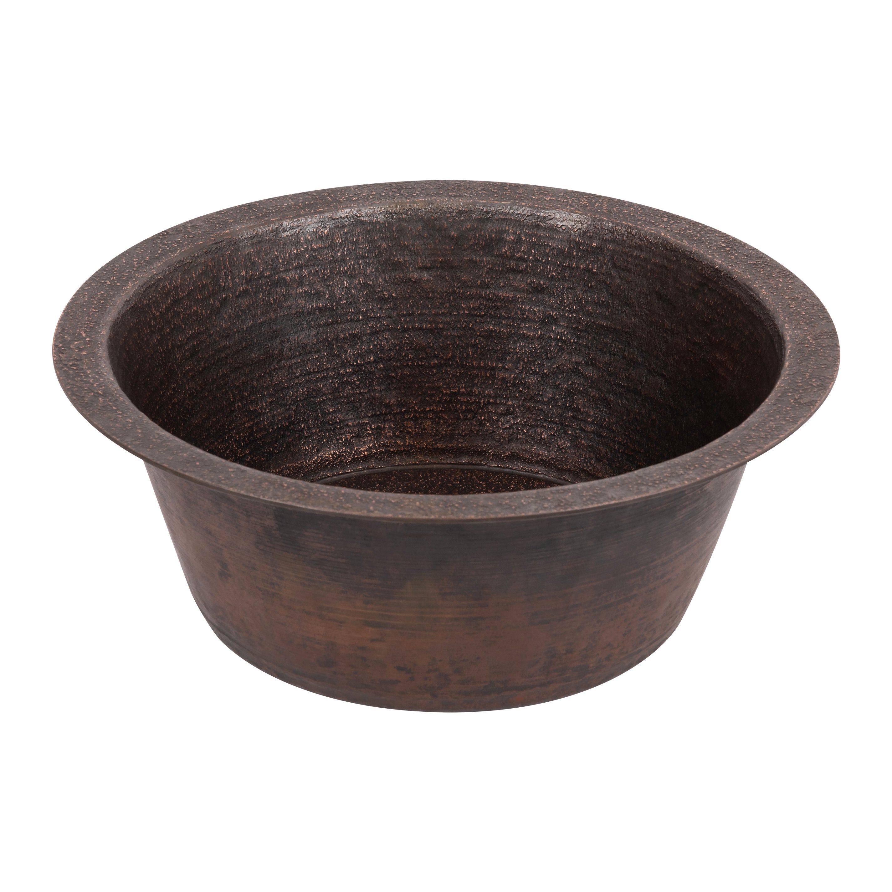 Premier Copper Products 14" Round Terra Firma Copper Bar/Prep Sink, Dark Brown, 10 Gauge, TFBR14DB2