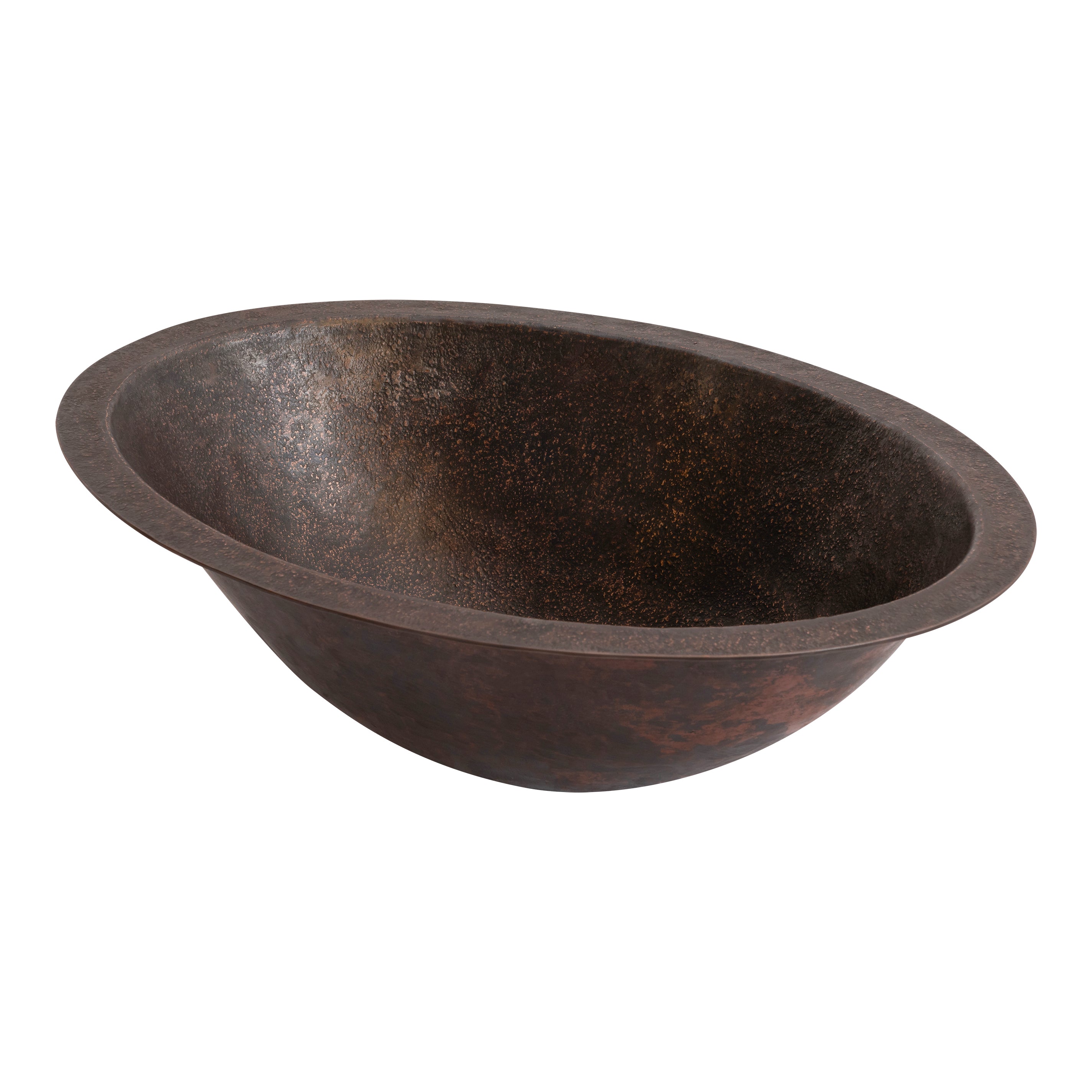 Alternate Image for Premier Copper Products 19" x 14" Oval Dual - Undermount or Drop In Terra Firma Copper Bathroom Sink, Dark Brown, 10 Gauge, TFLO19FDB