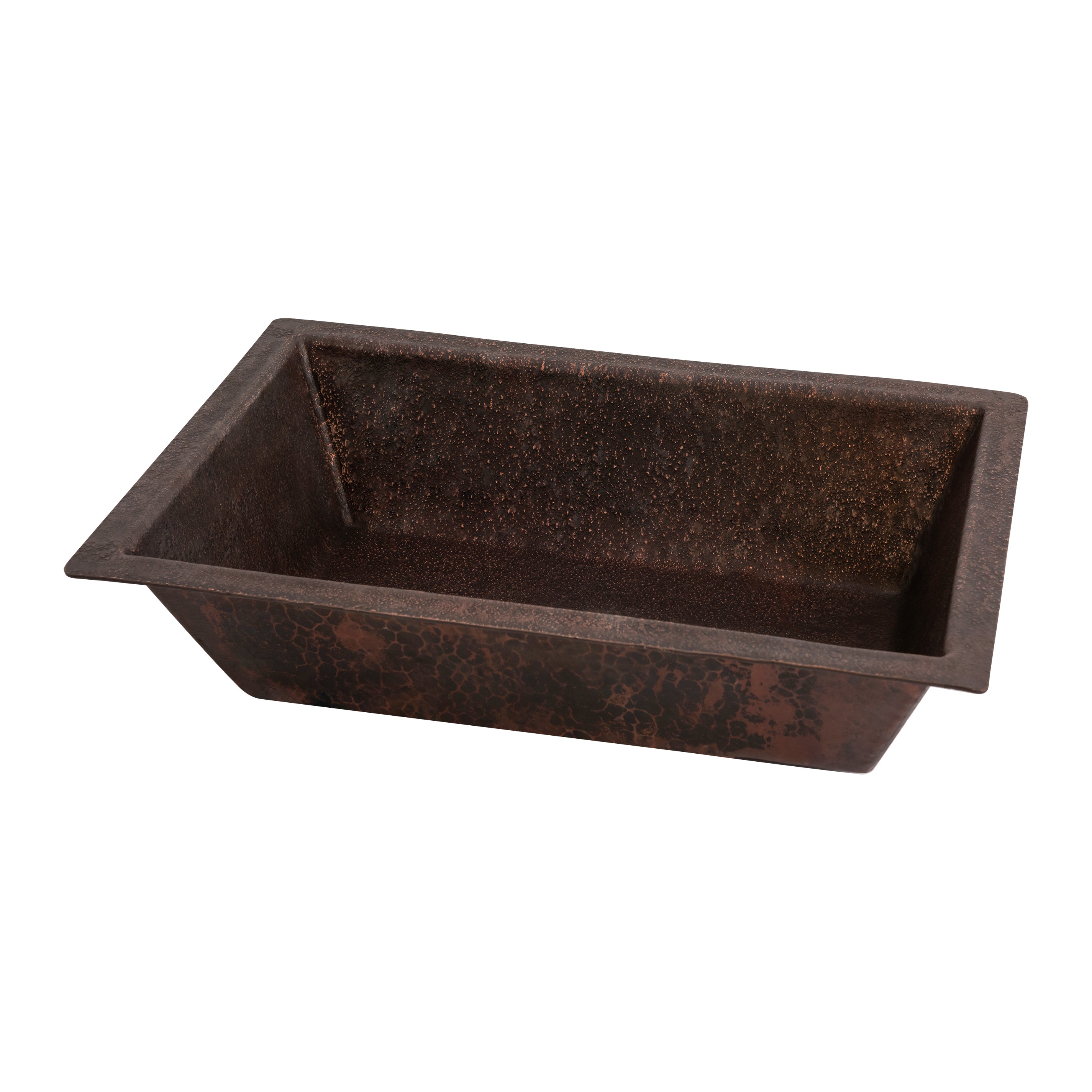 Alternate Image for Premier Copper Products 17" x 13" Rectangle Dual - Undermount or Drop In Terra Firma Copper Bathroom Sink, Dark Brown, 10 Gauge, TFLREC17DB