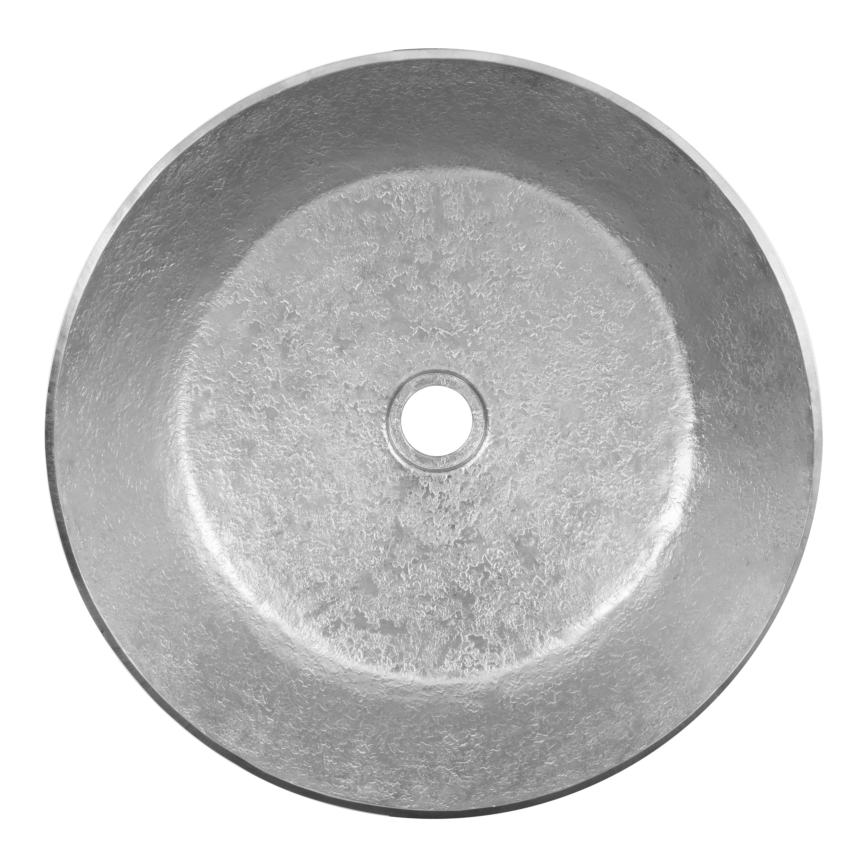 Premier Copper Products 17" Round Vessel - Above Counter Terra Firma Copper Bathroom Sink, Nickel, 10 Gauge, TFVR17EN