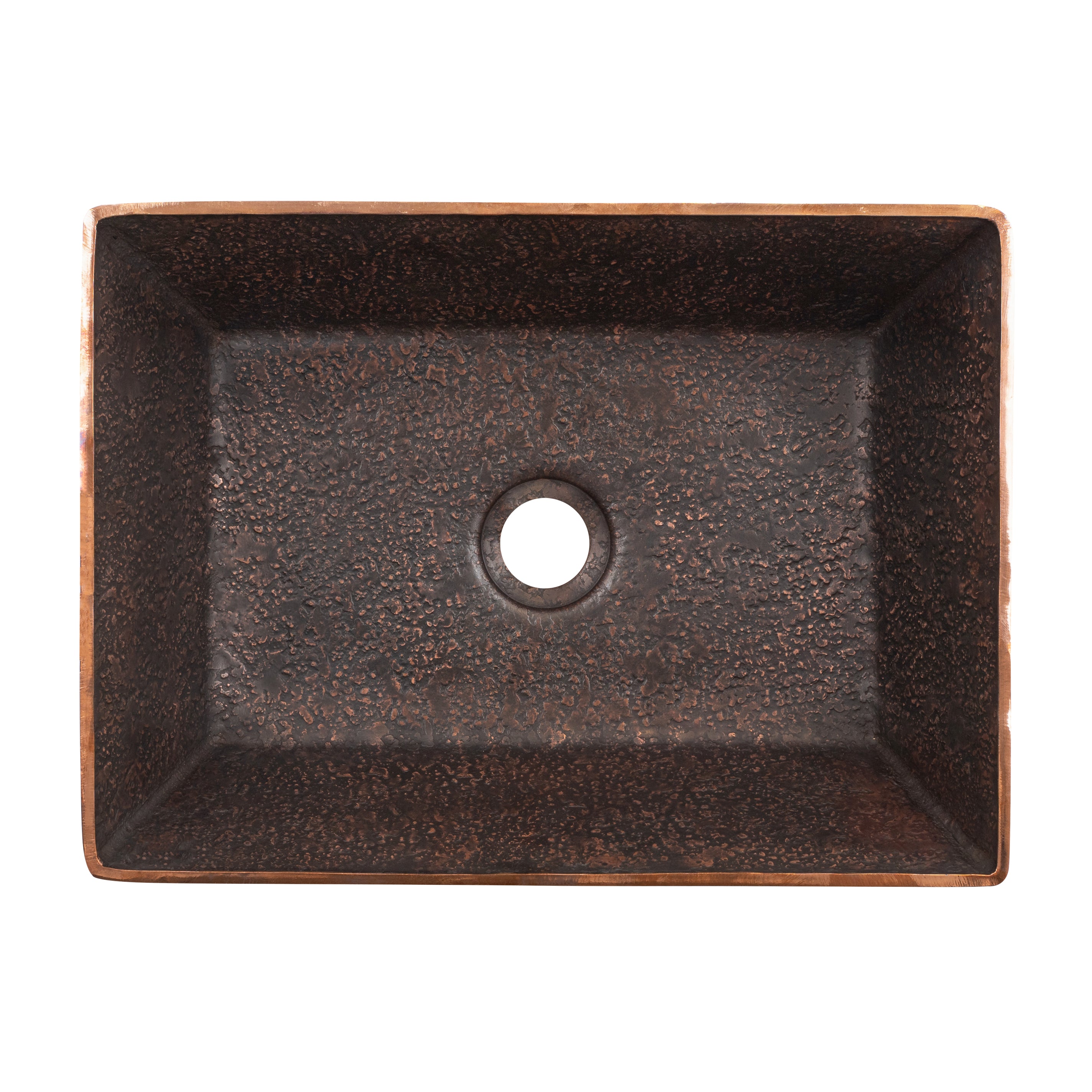 Premier Copper Products 15" x 11" Rectangle Vessel - Above Counter Terra Firma Copper Bathroom Sink, Dark Brown, 10 Gauge, TFVREC15DB