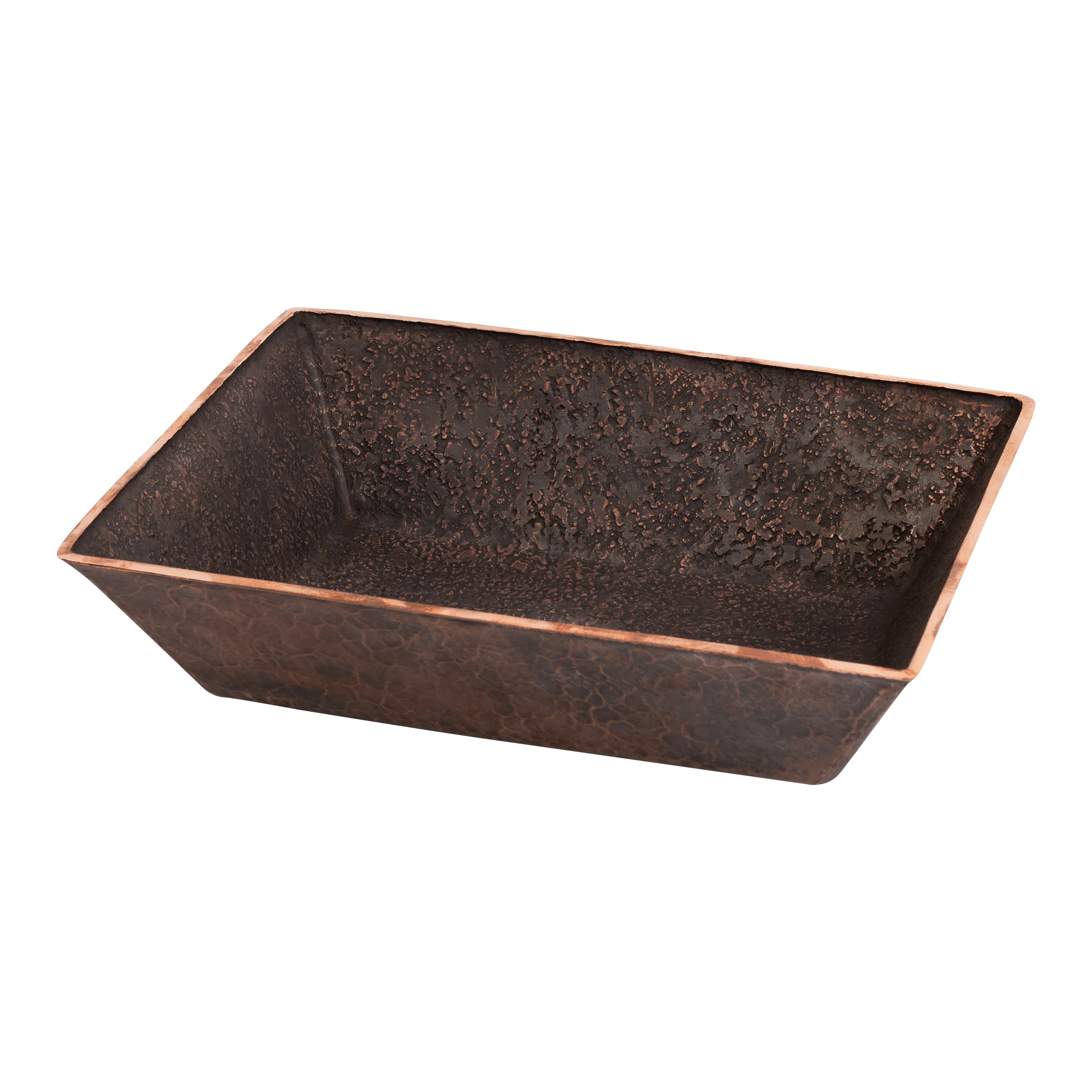 Alternate Image for Premier Copper Products 15" x 11" Rectangle Vessel - Above Counter Terra Firma Copper Bathroom Sink, Dark Brown, 10 Gauge, TFVREC15DB