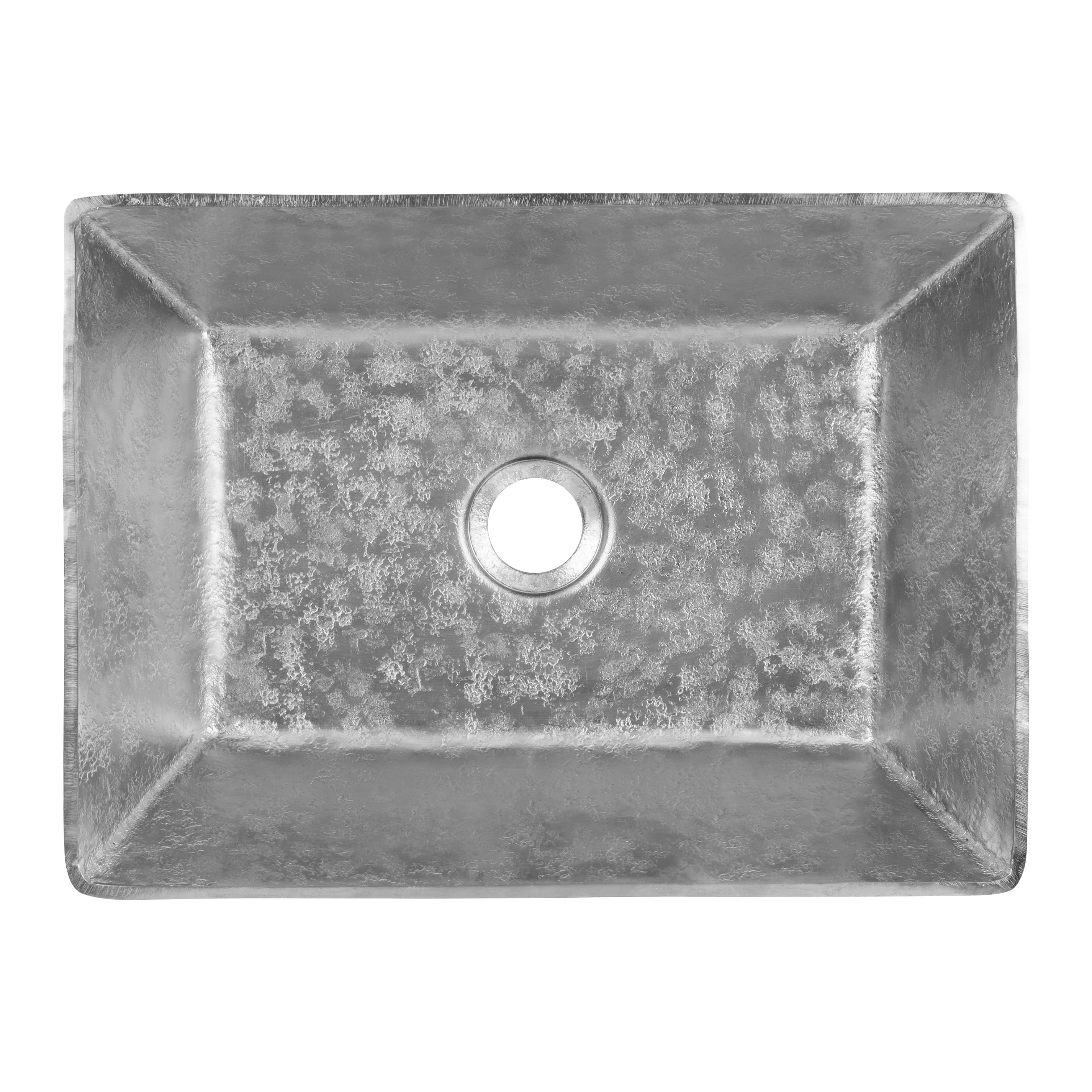 Premier Copper Products 15" x 11" Rectangle Vessel - Above Counter Terra Firma Copper Bathroom Sink, Nickel, 10 Gauge, TFVREC15EN