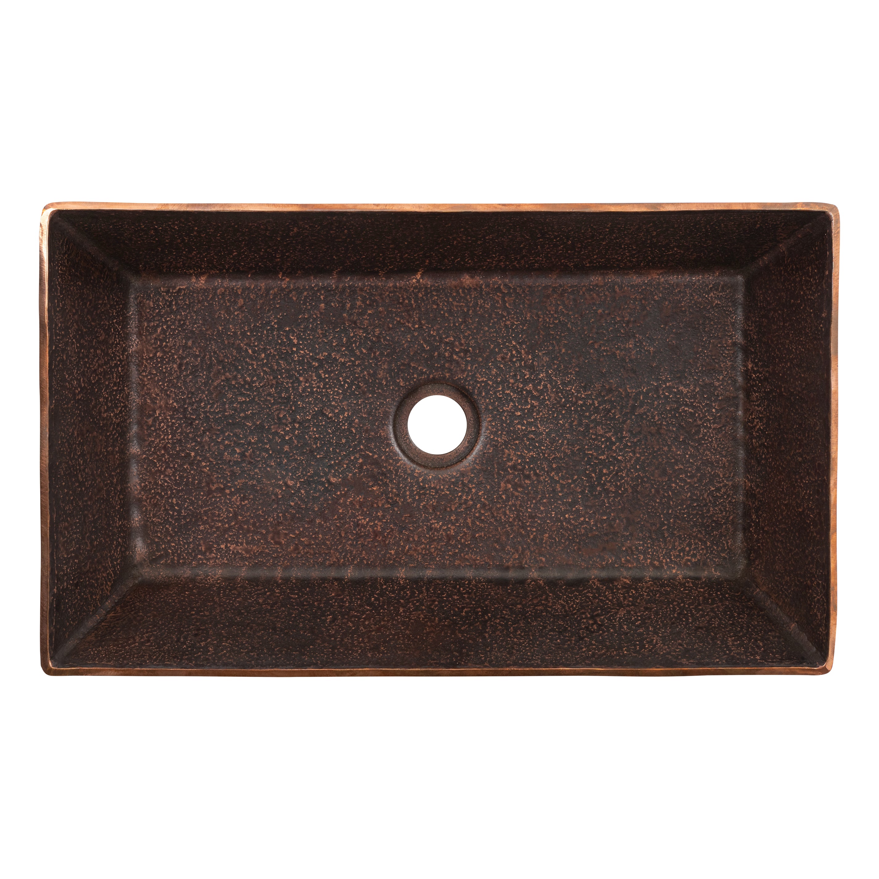 Premier Copper Products 20" x 12" Rectangle Vessel - Above Counter Terra Firma Copper Bathroom Sink, Dark Brown, 10 Gauge, TFVREC20DB