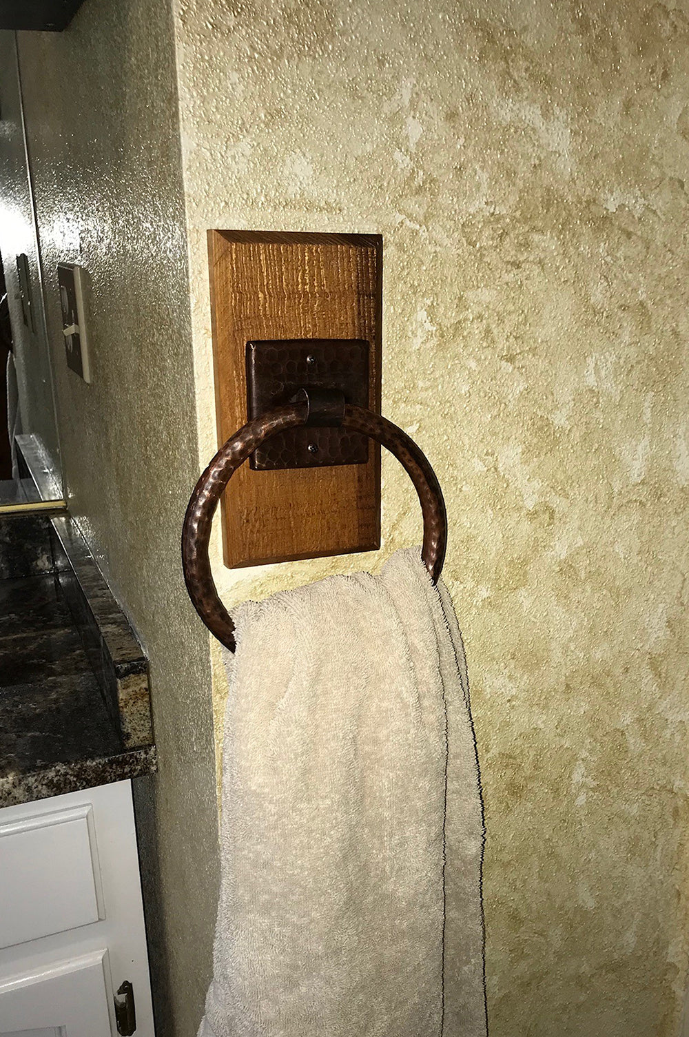 Alternate Image for Premier Copper Products 7" Hammered Copper Towel Ring, 18 Gauge, Oil Rubbed Bronze, TR7DB