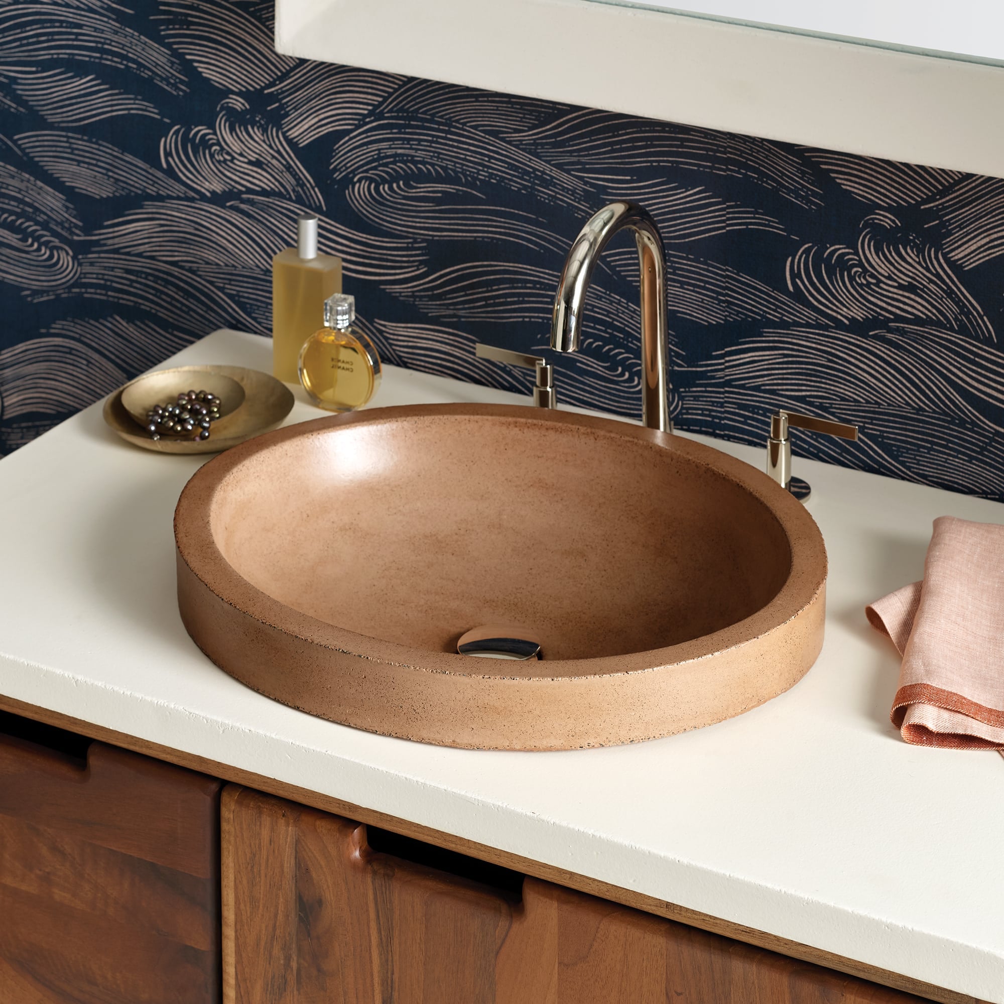 Native Trails Tolosa 19" x 16" Oval NativeStone Concrete ADA Bathroom Sink, Terracotta, NSL1916-T