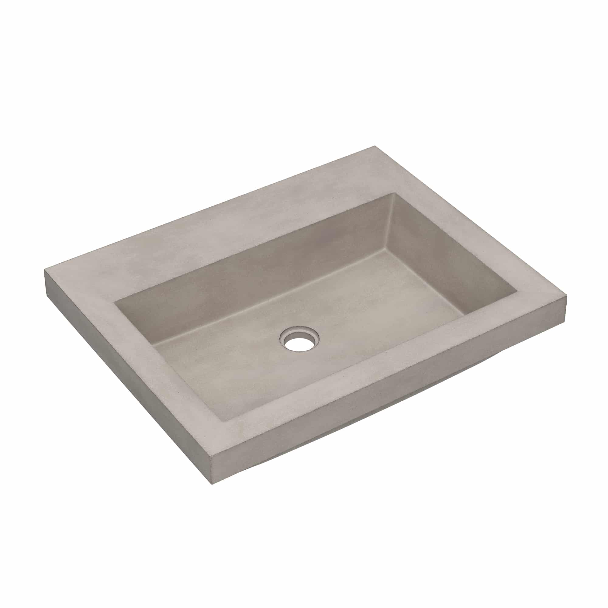 Native Trails Trough 24" Rectangular Drop-In NativeStone Concrete Bathroom Sink, Ash, No Faucet Hole, NSL2419-AX