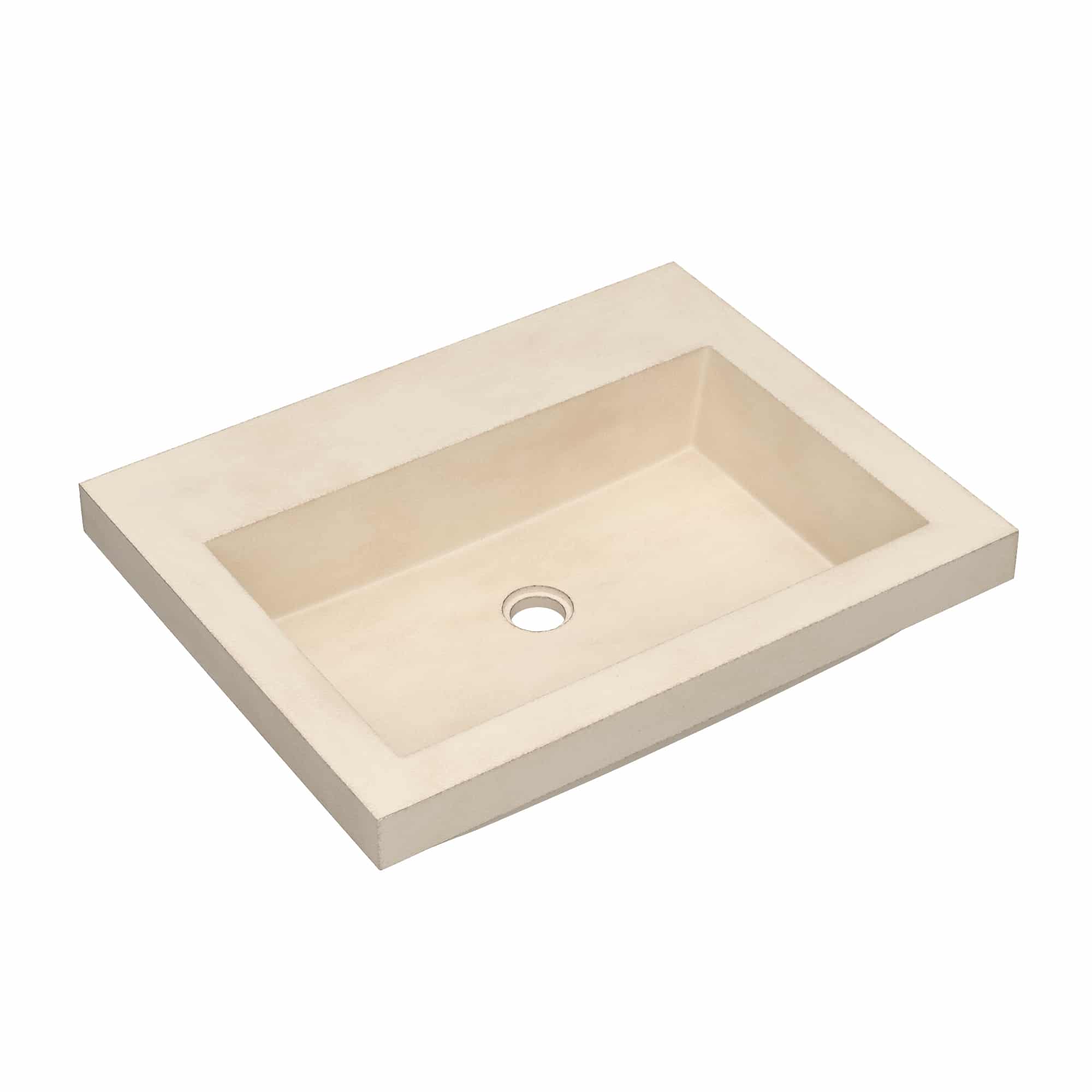 Native Trails Trough 24" Rectangular Drop-In NativeStone Concrete Bathroom Sink, Sand, No Faucet Hole, NSL2419-DX