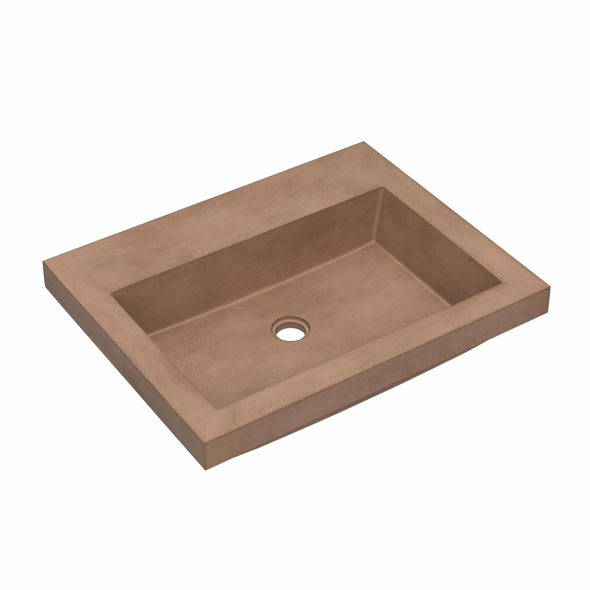 Native Trails Trough 24" Rectangular Drop-In NativeStone Concrete Bathroom Sink, Terracotta, No Faucet Hole, NSL2419-TX