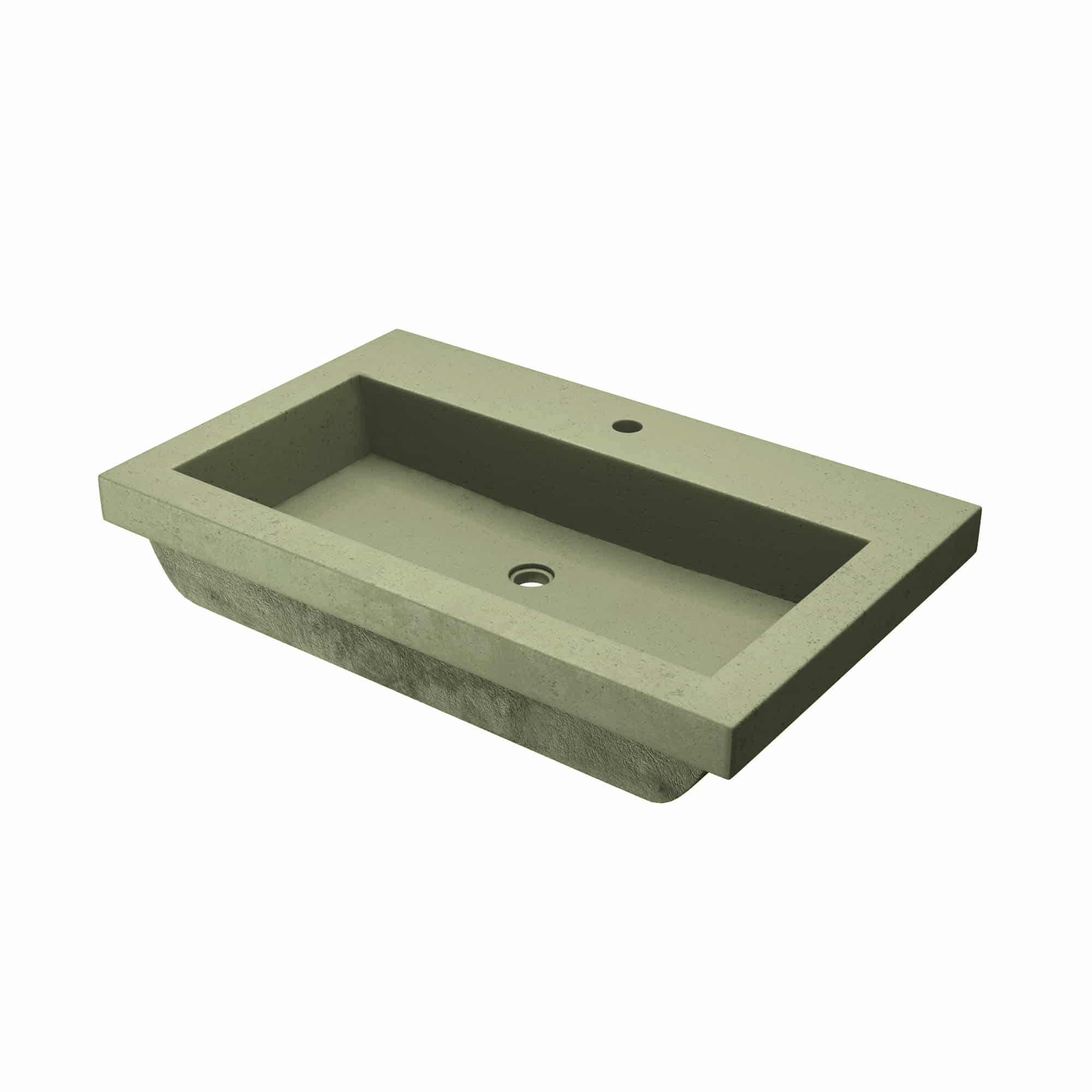 Native Trails Trough 30" x 19" Rectangle Drop In NativeStone Concrete ADA Bathroom Sink, Sage, NSL3019-G