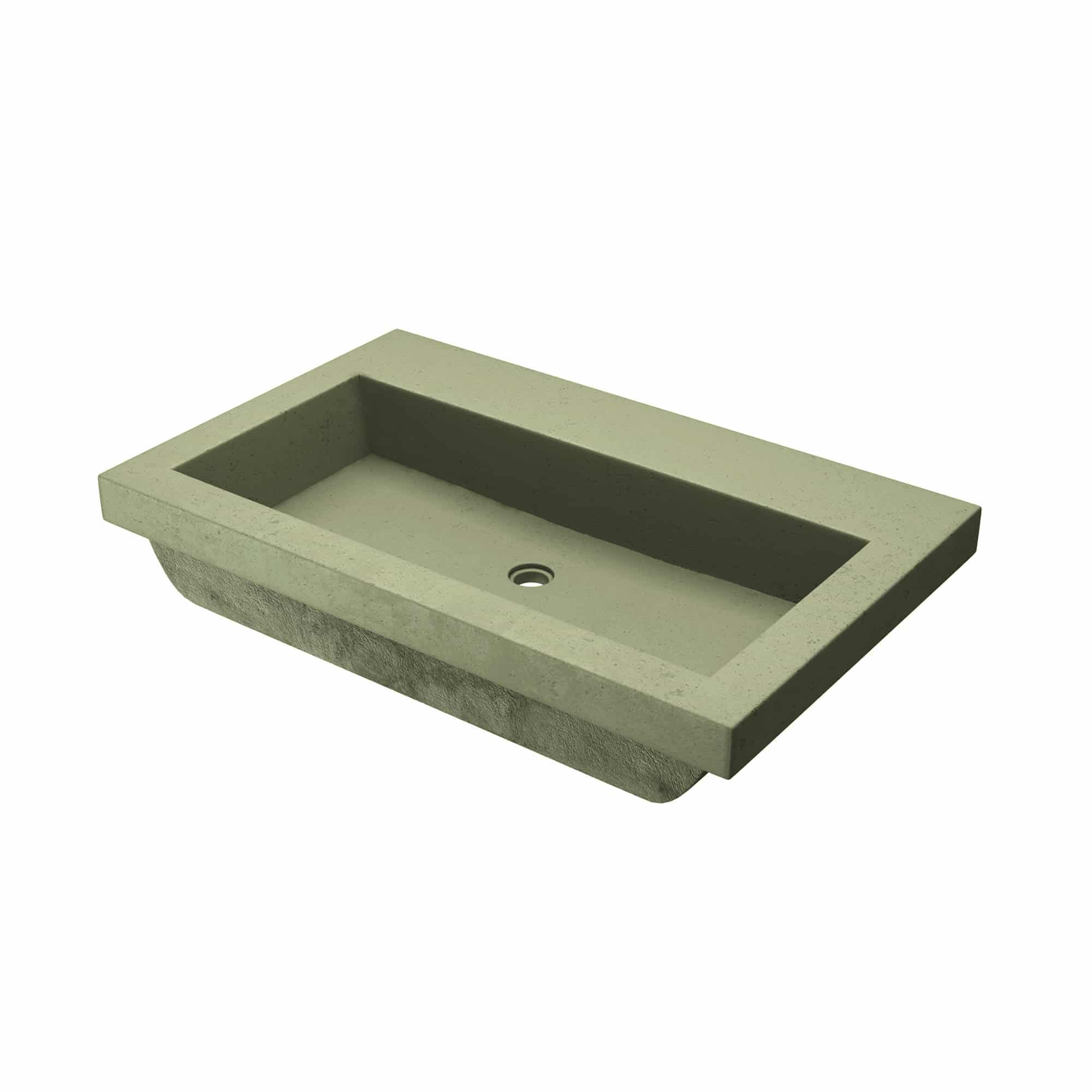 Native Trails Trough 30" x 19" Rectangle Drop In NativeStone Concrete ADA Bathroom Sink, Sage, NSL3019-GX
