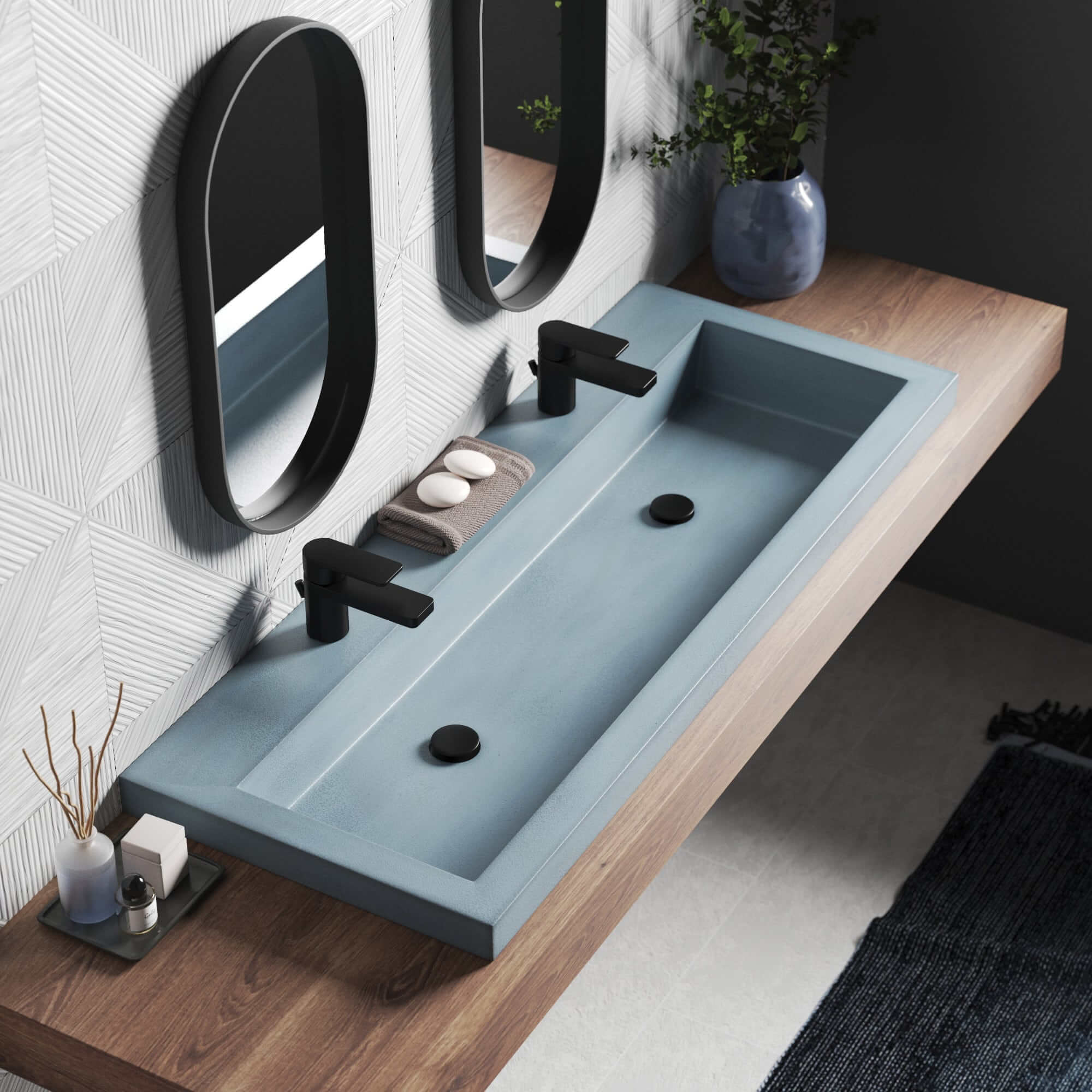 Alternate Image for Native Trails Trough 4819 48" x 19" Drop In NativeStone Concrete ADA Bathroom Sink, Ocean, NSL4819-O