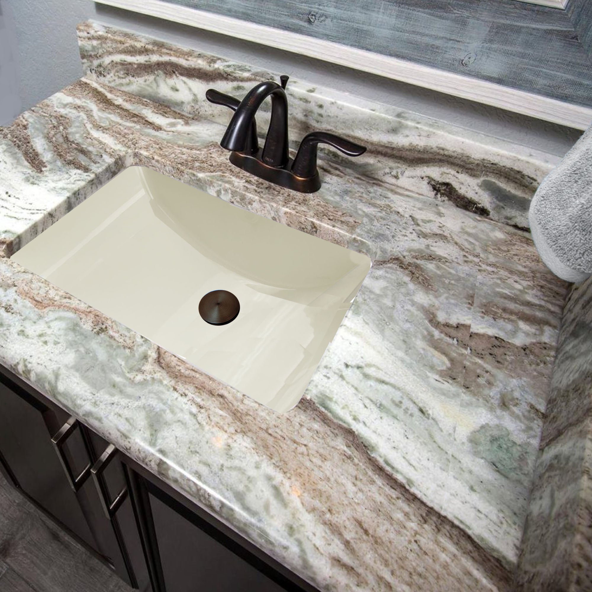 Alternate Image for Nantucket Sinks Great Point 21" Ceramic Bathroom Sink, Bisque, UM-18x12-B