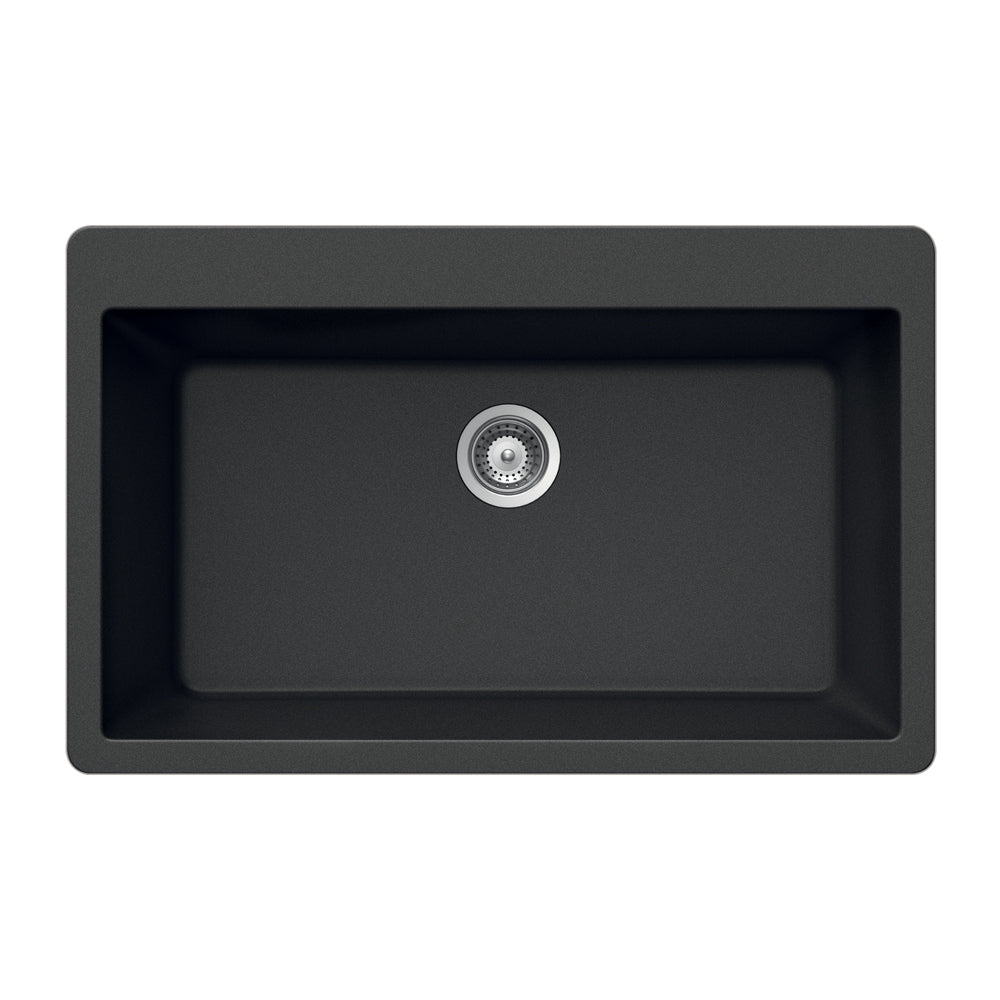 Alternate Image for Houzer Quartztone 33 inch Midnite Granite Composite Topmount Single Bowl Kitchen Sink, V-100 MIDNITE