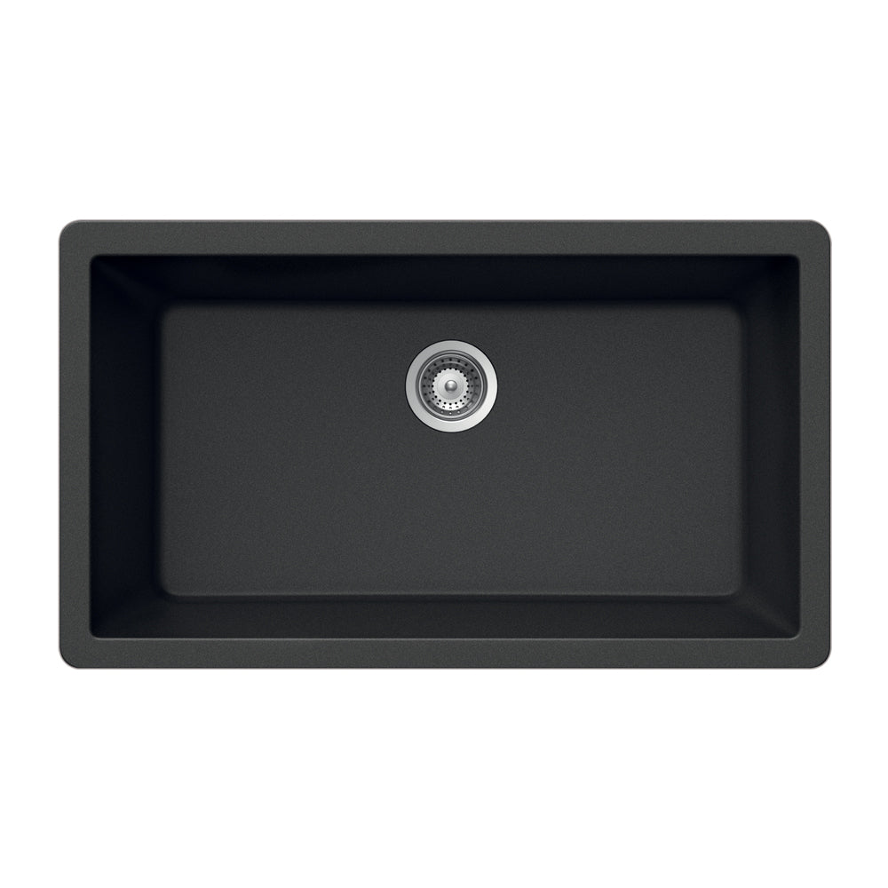 Houzer Quartztone 33 inch Midnite Granite Composite Undermount Single Bowl Kitchen Sink - V-100U MIDNITE
