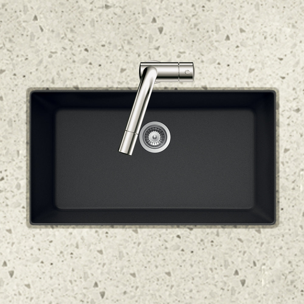 Houzer Quartztone 33 inch Midnite Granite Composite Undermount Single Bowl Kitchen Sink - V-100U MIDNITE