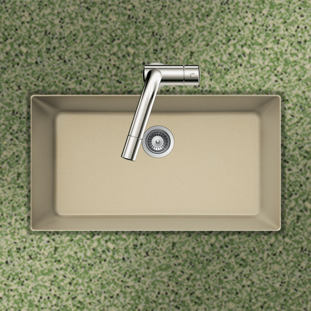 Alternate Image for Houzer Quartztone 33 inch Mocha Granite Composite Undermount Single Bowl Kitchen Sink - V-100U SAND