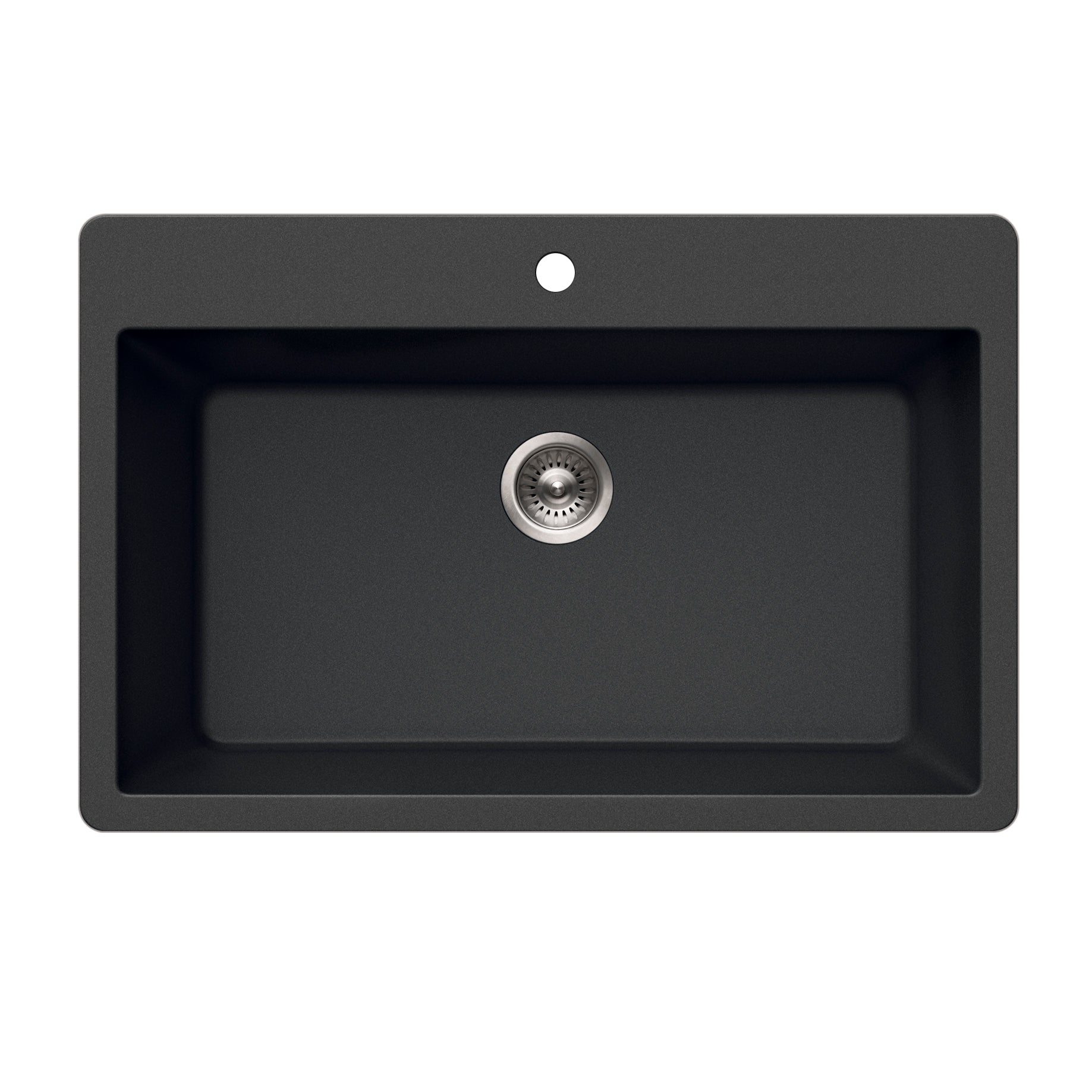 Houzer Quartztone 33 inch Midnite Granite Composite Topmount Single Bowl Kitchen Sink - V-300 MIDNITE