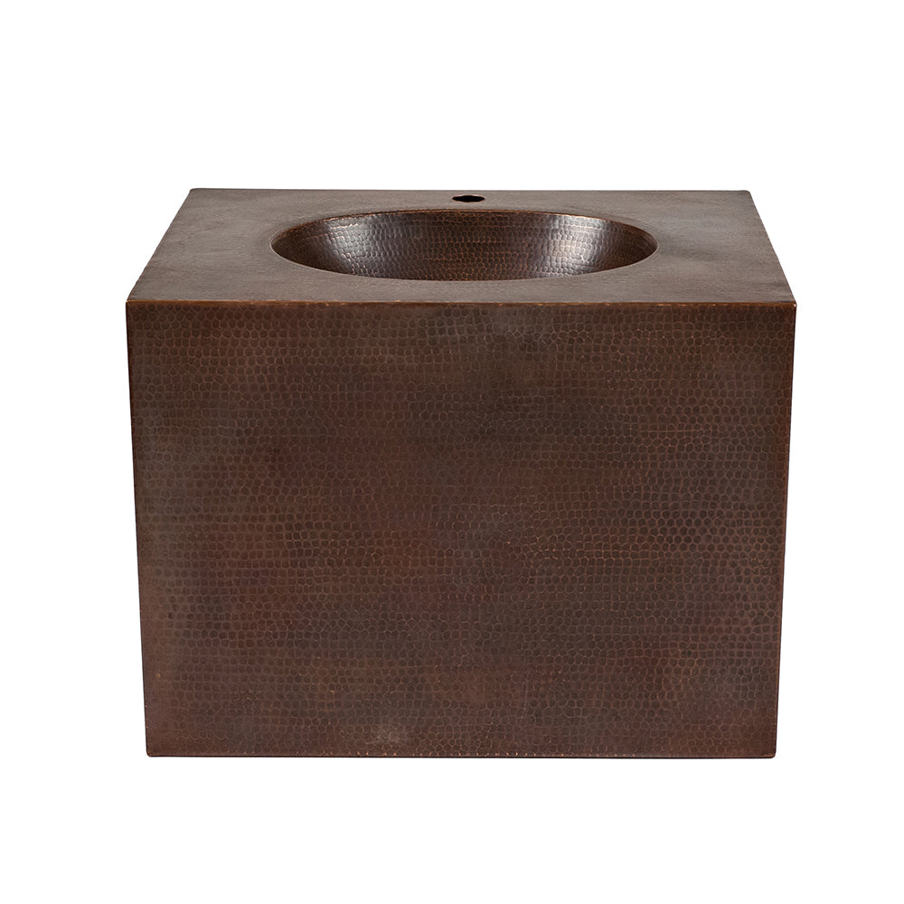 Premier Copper Products 24" Hammered Copper Wall Mount Bathroom Vanity with Sink, Single Faucet Hole, 17 Gauge, Oil Rubbed Bronze, VADB24181