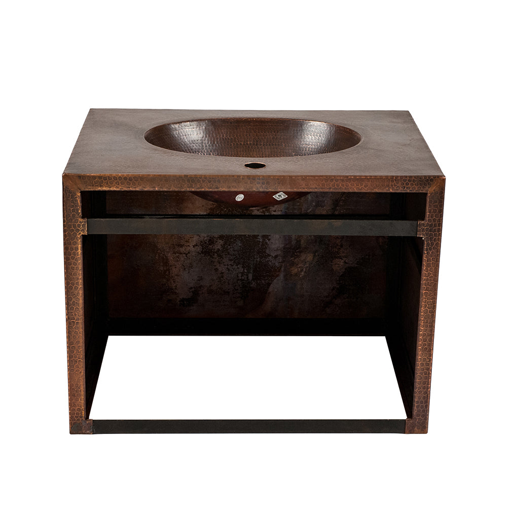 Alternate Image for Premier Copper Products 24" Hammered Copper Wall Mount Bathroom Vanity with Sink, Single Faucet Hole, 17 Gauge, Oil Rubbed Bronze, VADB24181