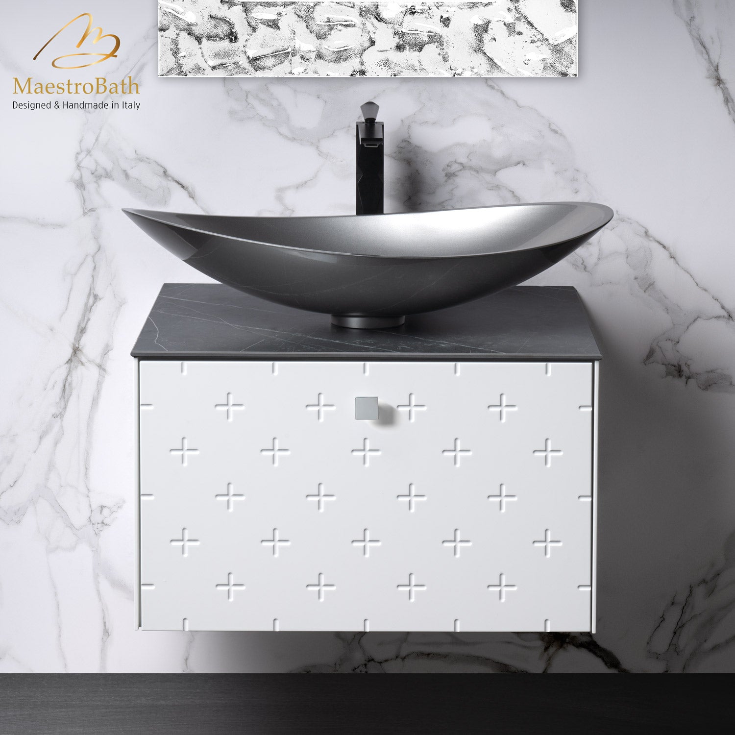 MaestroBath Sogno Modern Bathroom Vanity, White, 24", Wood, VAN-SGN24-WHT