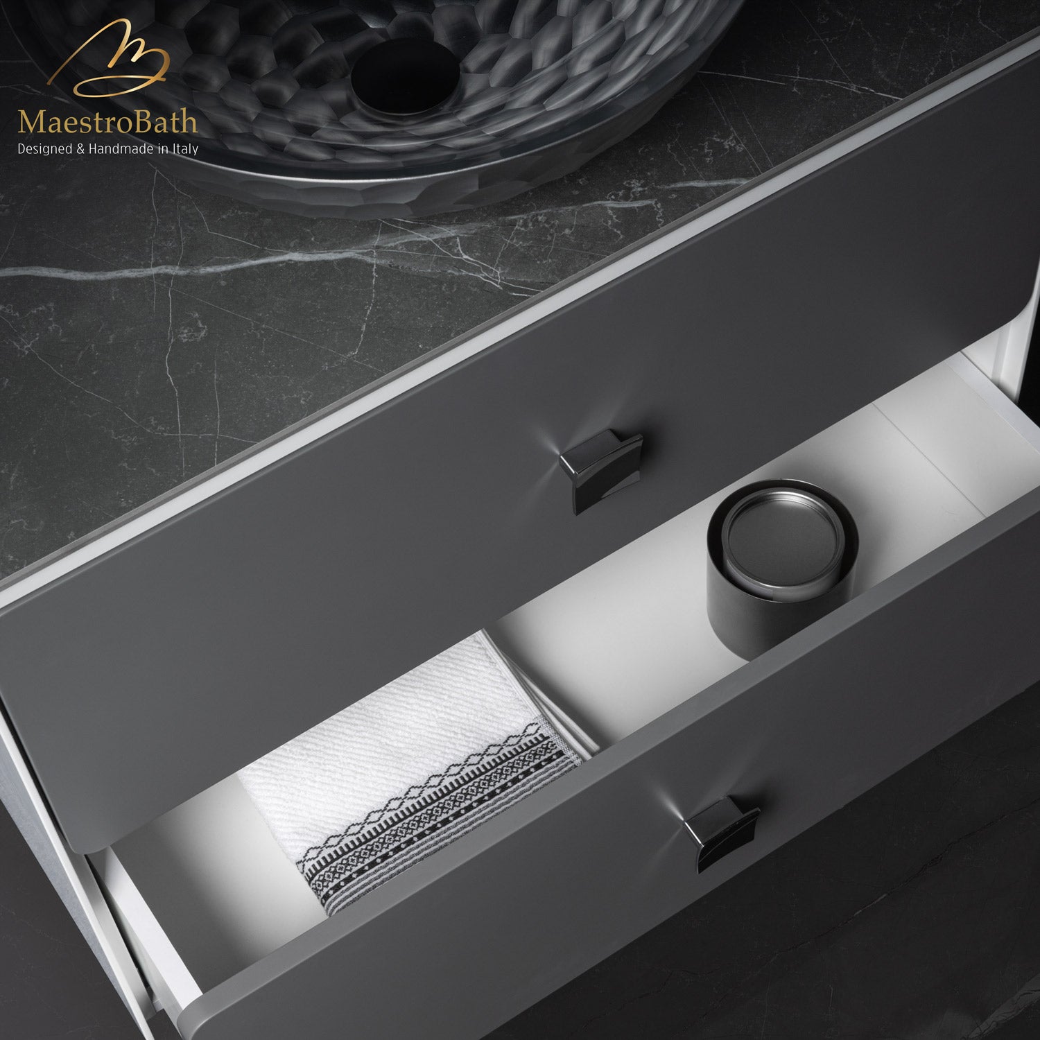 Alternate Image for MaestroBath Serenita Modern Bathroom Vanity, White and Silver, 32", Wood, VAN-SRN32-WHS