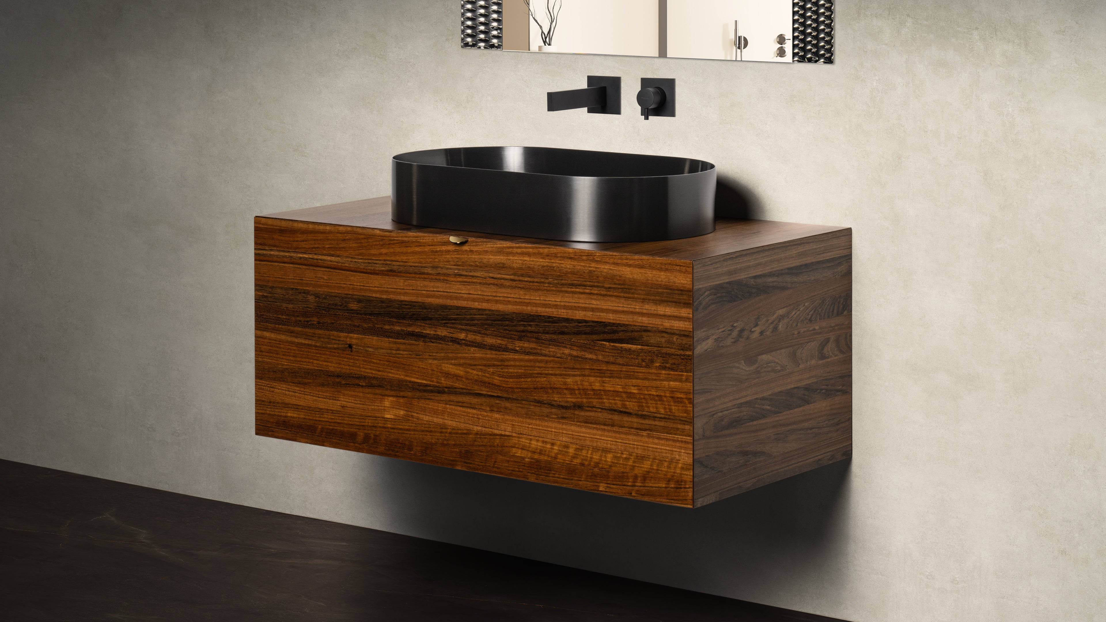 MaestroBath 42" Velluto 100 Single Bathroom Vanity, Timeless Elegance, Walnut, Wood, VAN-VEL100-WNT