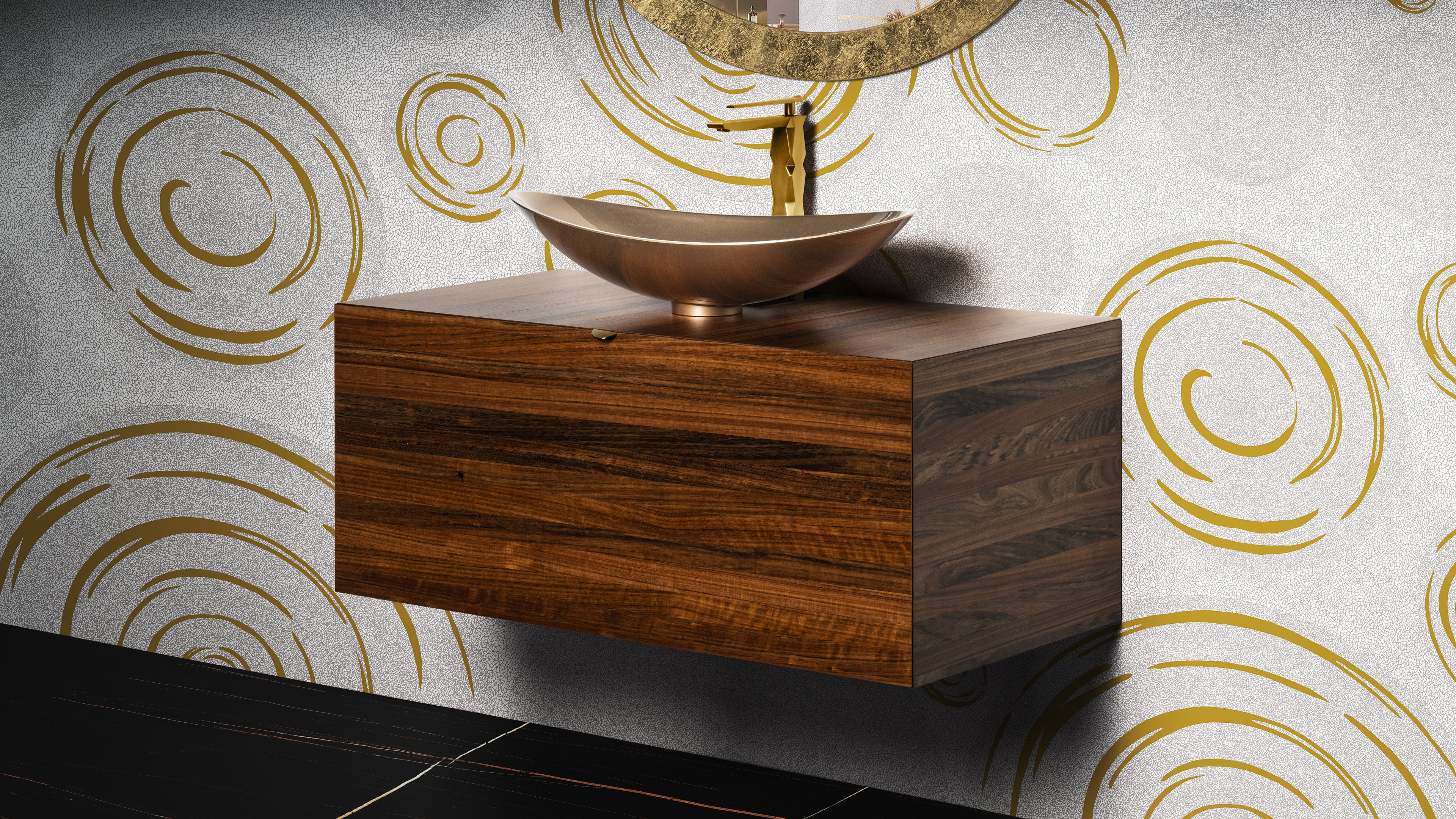 MaestroBath 42" Velluto 100 Single Bathroom Vanity, Timeless Elegance, Walnut, Wood, VAN-VEL100-WNT