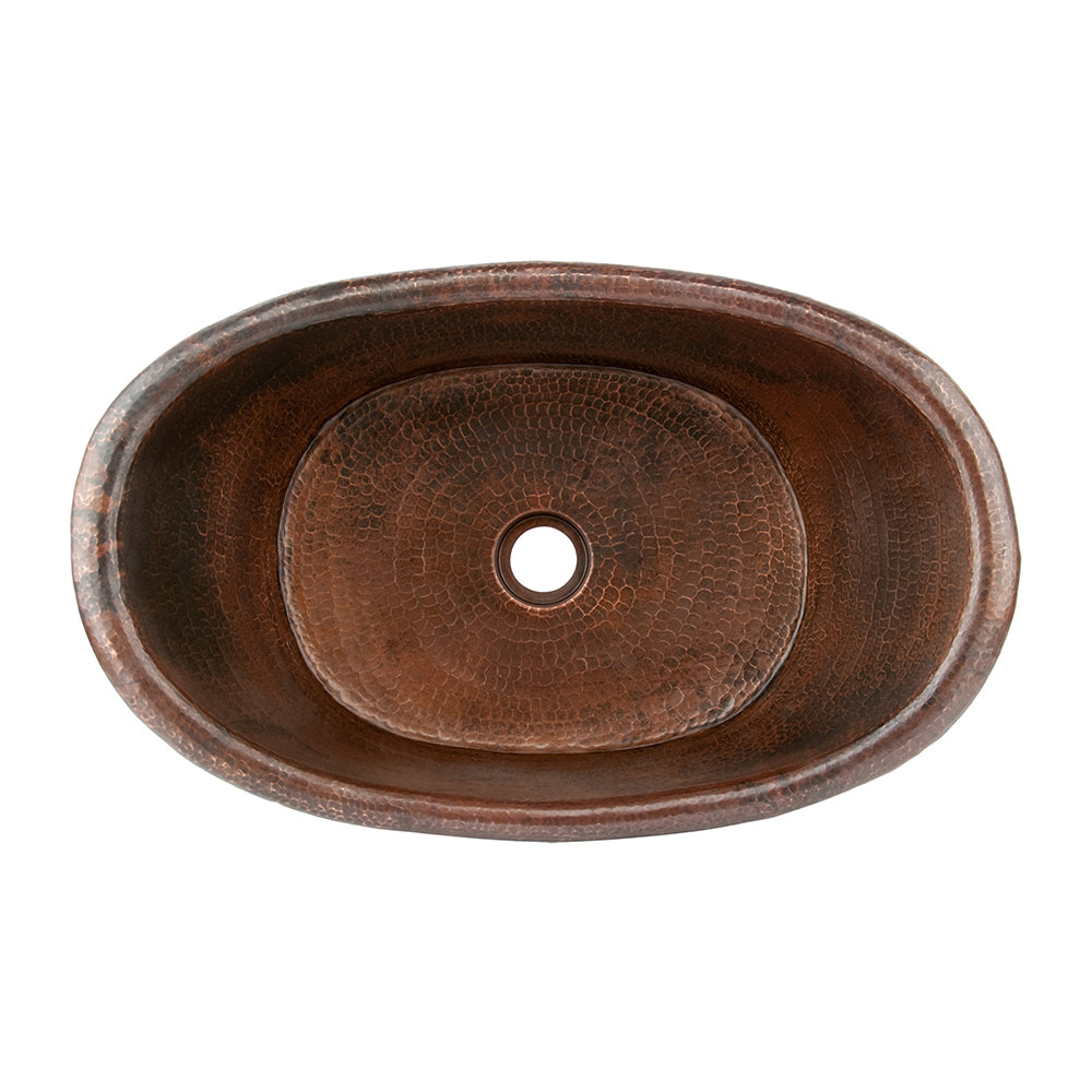 Alternate Image for Premier Copper Products 20" Bath Tub Vessel Hammered Copper Bathroom Sink, Matching Drain and Accessories, Oil Rubbed Bronze, BSP5_VBT20DB-P