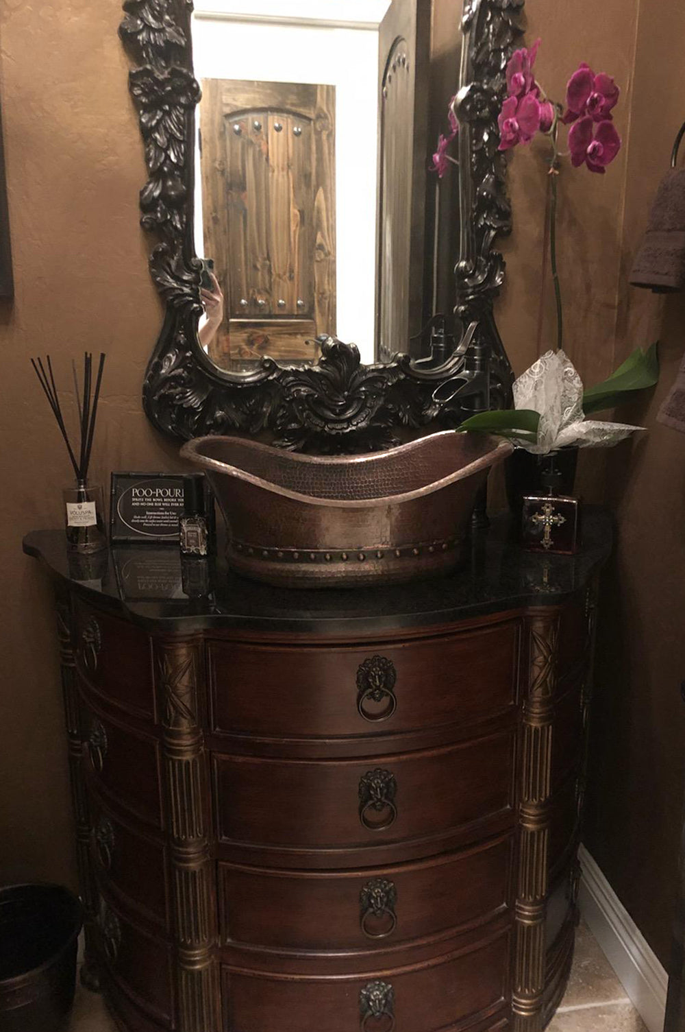 Alternate Image for Premier Copper Products 20" Copper Bathroom Sink, Oil Rubbed Bronze, VBT20DB