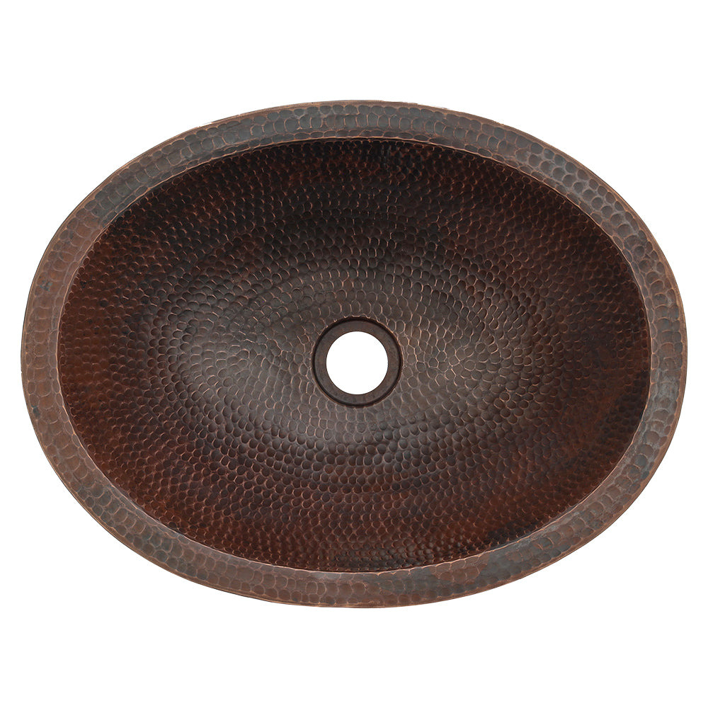 Alternate Image for Premier Copper Products 17" Oval Copper Bathroom Sink, Oil Rubbed Bronze, VO17SKDB